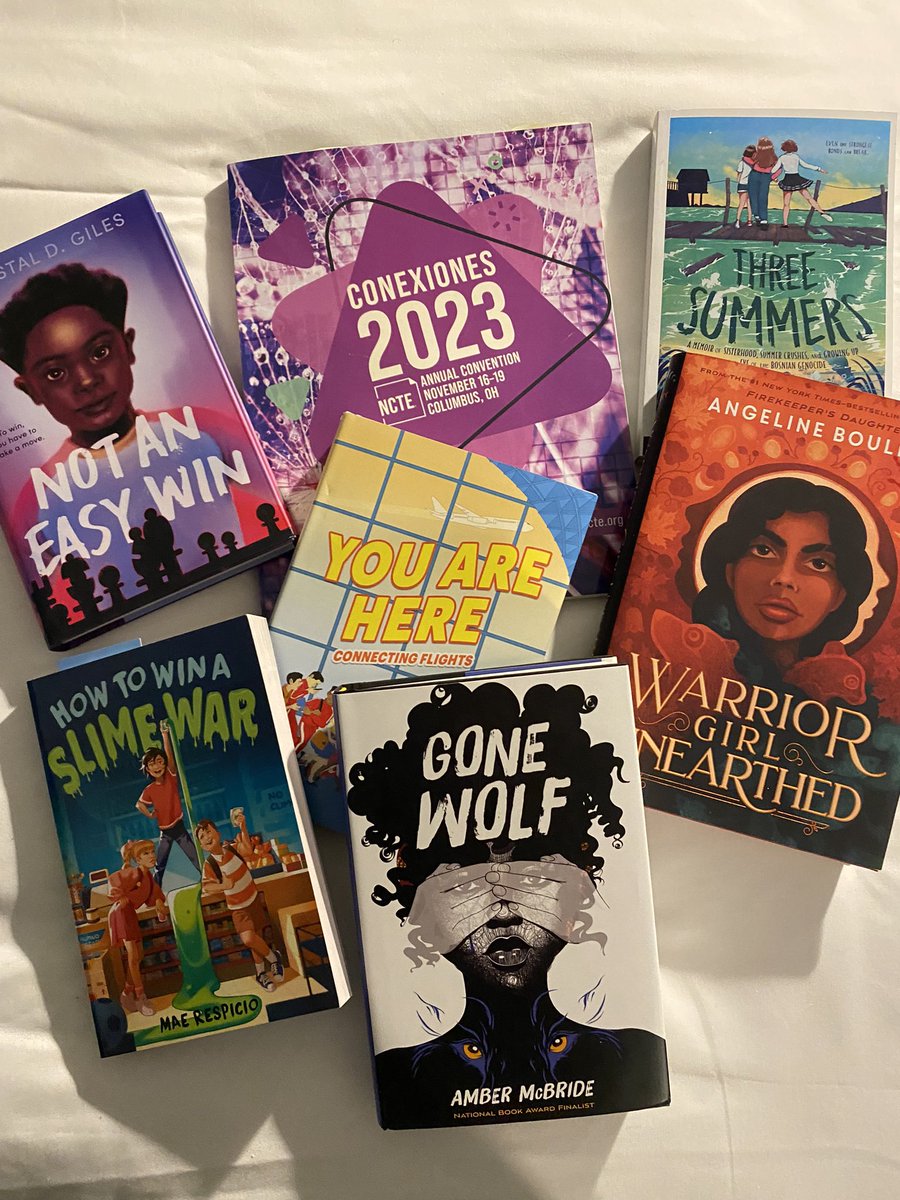 teachingfactor's tweet image. Yesterday’s book haul from #NCTE23 and a have a little more room in my suitcase if I am able to find a few more for my classroom library