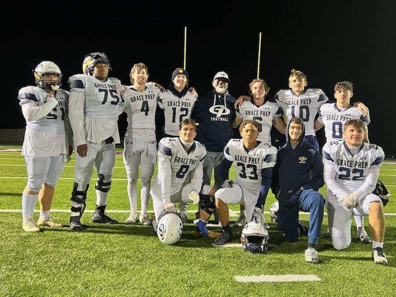 chadpegues1's tweet photo. This group of Grace Prep seniors played their last HS football game. It was bitter sweet starting the season 0-3 but turning it around to get to the second round of the playoffs. To God Be The Glory! Much Love! Coach P! Go Lions! @KadenLehew @NolanEJohnson @Bjaket22 https://t.co/cnb6i4z8PY