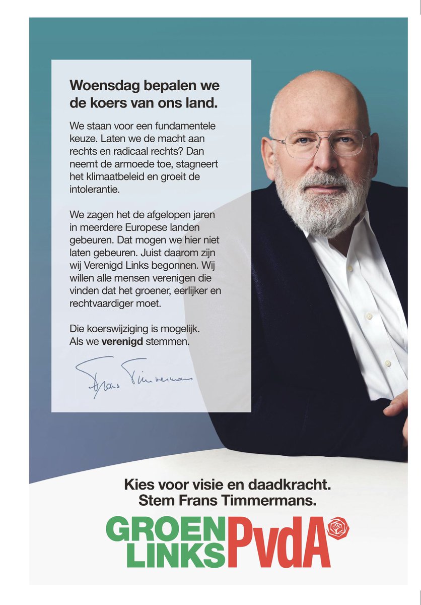 Woensdag bepalen we de koers van ons land.

Als we de macht laten aan rechts neemt de armoede toe, valt klimaatbeleid stil en groeit de polarisatie.

Wij kiezen ervoor alle mensen te verenigen die vinden dat het groener, eerlijker en rechtvaardiger moet.

Stem verenigd links.