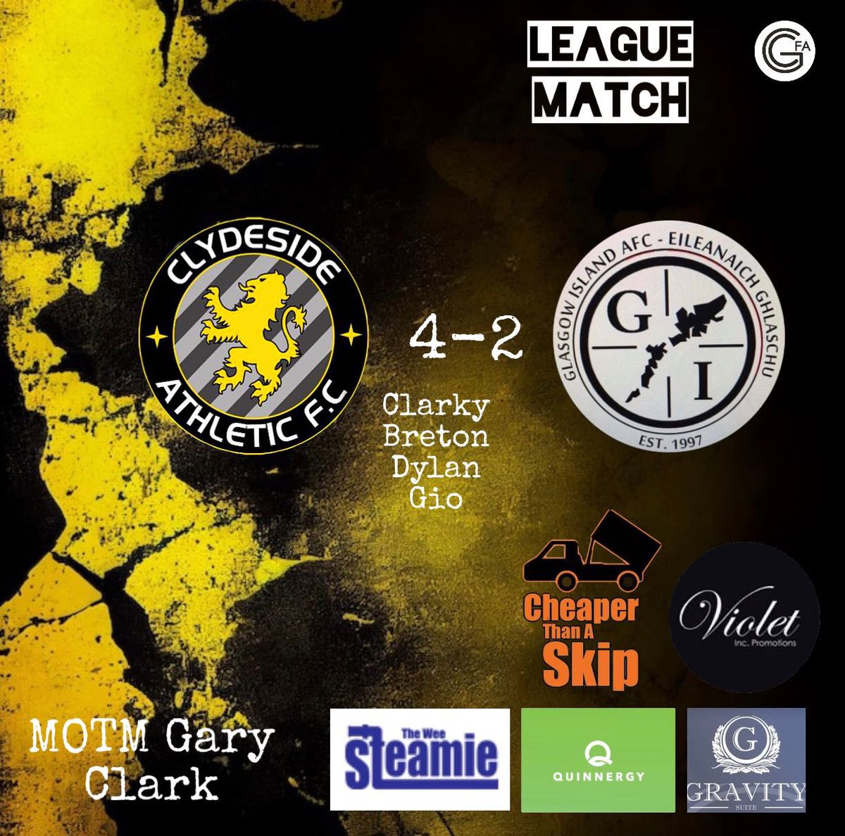 ClydesideAth's tweet photo. Result!
Clydeside 4-2 @GlasgowIsland
A tremendous effort and result against an in form team! Top performance from all 13 boys! Got what we deserved today which is always pleasing! We move π€π
π #mtc
@scottish_aff @GlasCollegesFA @QuinnergyLtd @theweesteamie #gravitysuite https://t.co/boSnoj3EF8