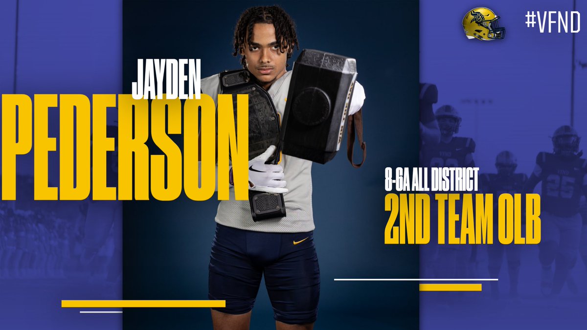 CoachSkinz's tweet photo. Congratulations to our 8-6A All District 2nd Team Defensive Performers!

OLB: Jayden Pederson
CB: Von Smith

#WTD
#BET https://t.co/keq9pO1J7p