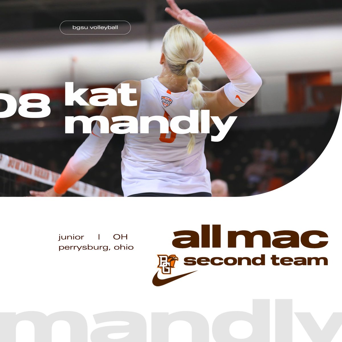 BGSUVolleyball's tweet photo. 𝙆𝙖𝙩 𝙈𝙖𝙣𝙙𝙡𝙮: 𝘼𝙡𝙡-𝙈𝘼𝘾 𝙎𝙚𝙘𝙤𝙣𝙙 𝙏𝙚𝙖𝙢

🏐240 Kills, 190 in MAC play
🏐297.5 Points
🏐MAC Offensive Player of the Week (Nov. 6)

#AyZiggy || #BGVB23 || #BGWarriors || #DreamBig https://t.co/Y52QXya4QJ