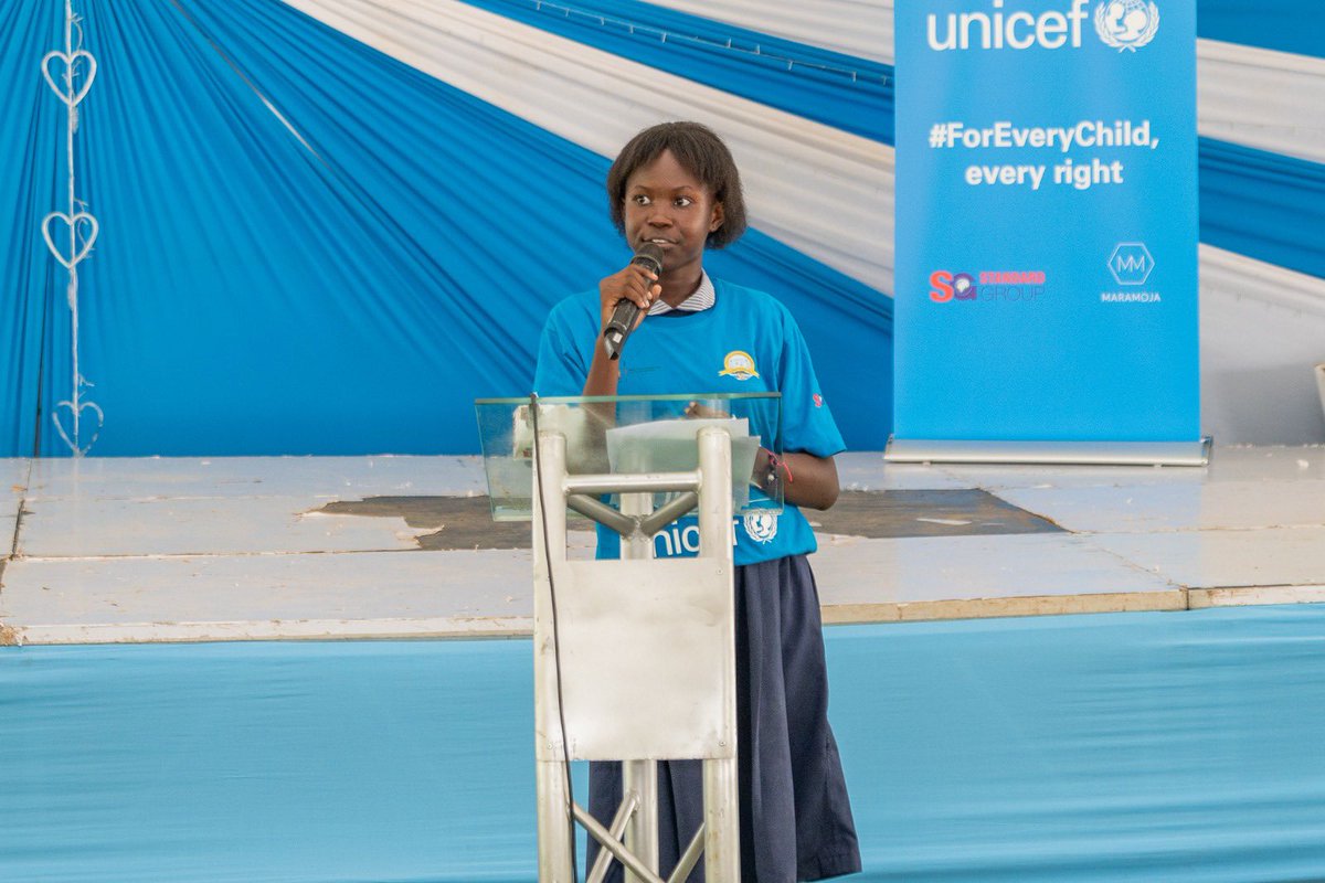"I am here to let you know that as children we need to be seen and be heard. Our voices matter. Our opinions matter. Our dreams matter. Our rights matter. We are not only the future, we are also the present," Rosebell Achieng, Xaverian Primary School. #WorldChildrensDay2023