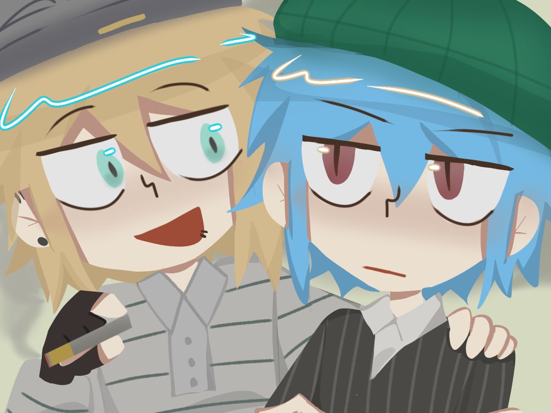 lazy233056951's tweet image. Emori au basil and Omori aubrey sexual conversion💛💙Perhaps their way of getting along is like this(?)
au by @shrimperini
#OMORI
#omoriphotobomb 
#emori