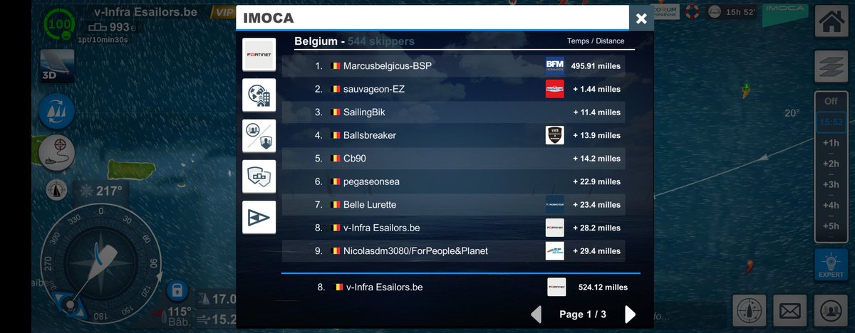 Le tout nouveau v-Infra esailors.be de la team <a href="/NTL_esailing/">Nautilus</a> est dans le top 1000 en <a href="/ImocaGS/">IMOCAGlobeSeries</a> sous la bannière <a href="/Fortinet/">Fortinet</a>  sur la @TransatJV <a href="/VirtualRegatta/">Virtual Regatta</a> 💨⛵️
Actuellement 8eme belges et 1er Fortinet belge

#TransatJacquesVabre #RouteDuCafe #VirtualRegatta