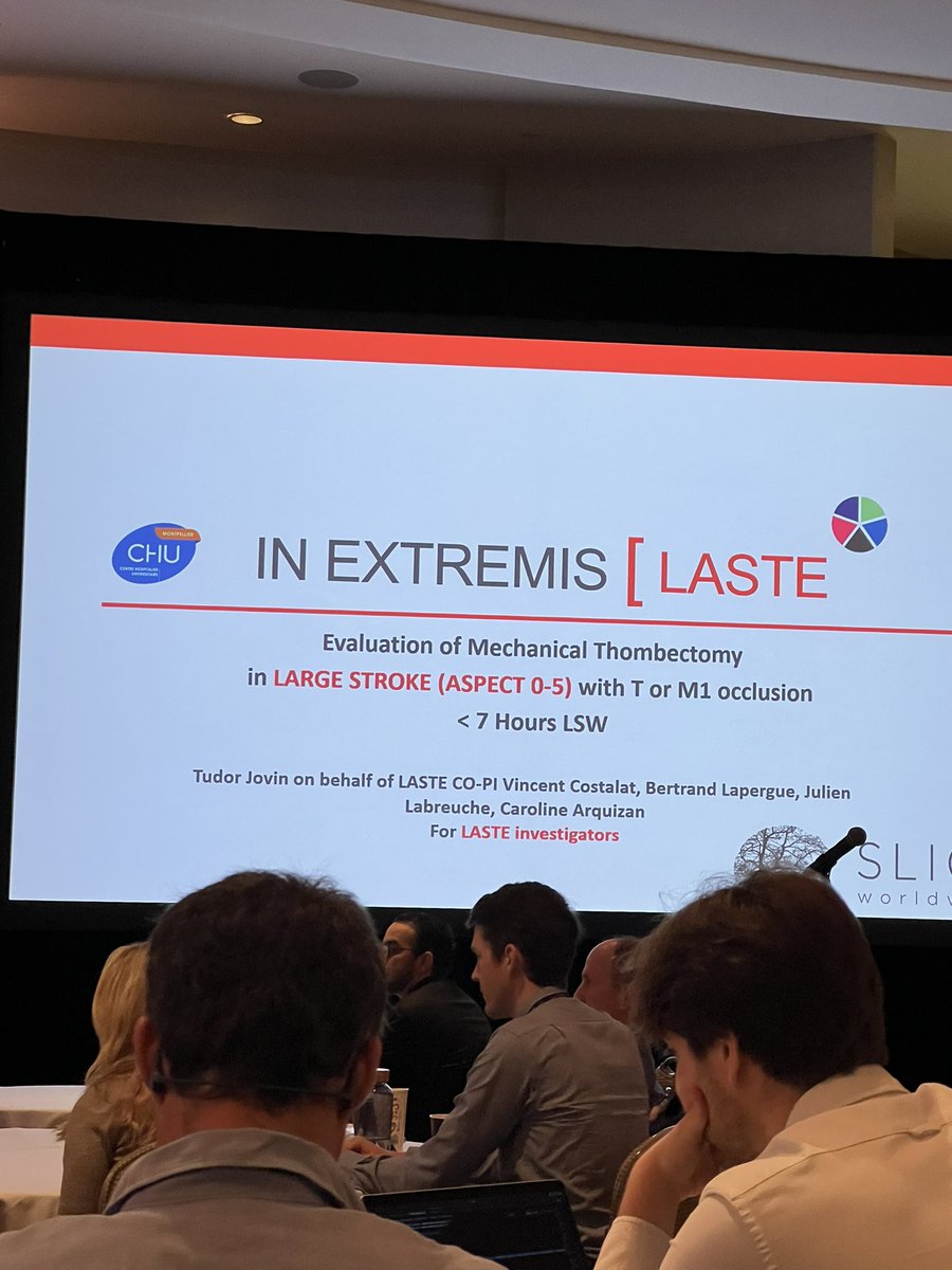 SitaraKoneru's tweet photo. 🚨Day 3 kicks off with the SVIN/WFITN joint session! @TudorGJovin discusses the results of In Extremis Laste
📍ASPECTS 0-2 vs 3-5- no heterogeneity of treatment effect
📍size of core is NOT a treatment effect modifier
📍don’t exclude patients from treatment based on core size https://t.co/4HXxCDA8yx