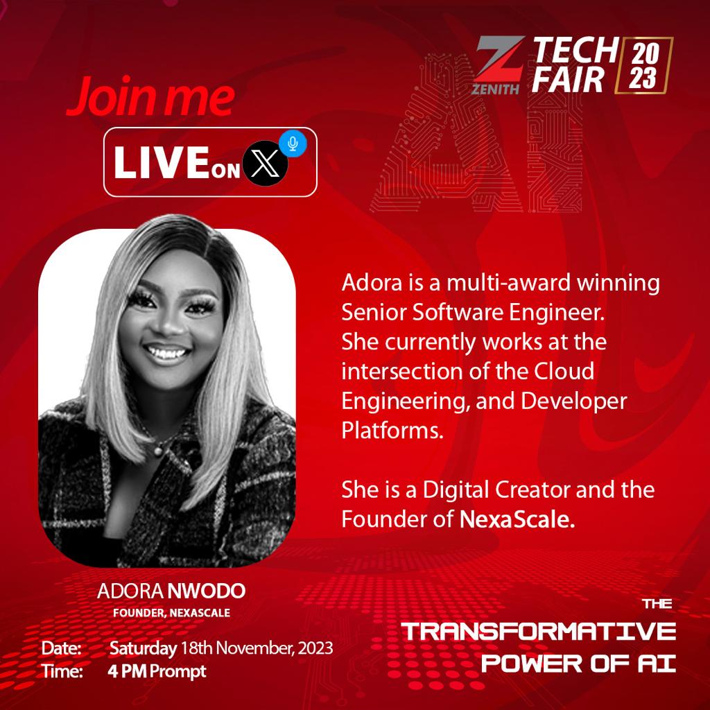 real_blackshady's tweet photo. You should come join these reputable speakers on the #ZenithTechSpace to discuss the transformative power of AI in today's world... https://t.co/eTxpMesUWn