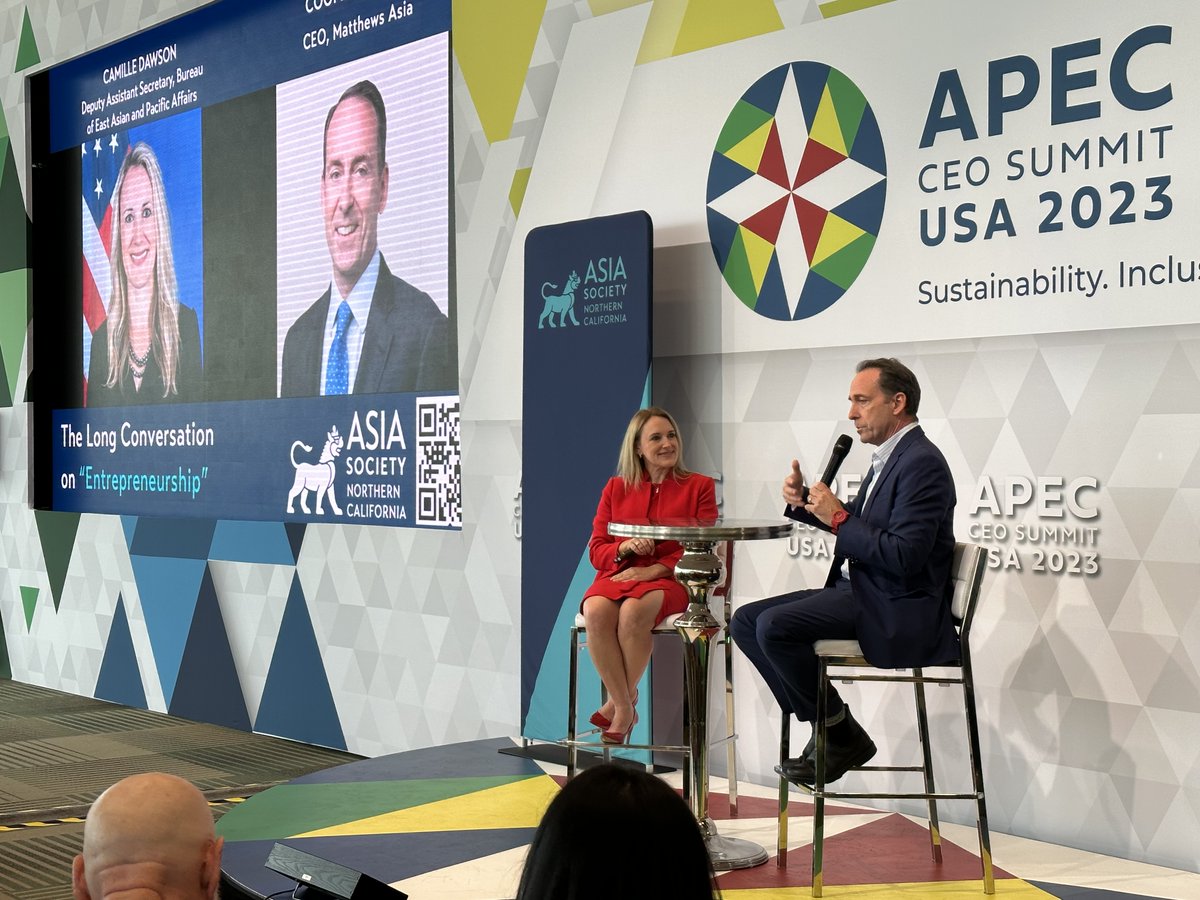 MatthewsAsia's tweet photo. Matthews CEO Cooper Abbott discussed the limitless possibilities that lie ahead for Asia’s entrepreneurship at Asia Society's "The Long Conversation" during #APEC Summit Week in San Francisco, alongside other visionary leaders in business, tech, education, arts and culture. https://t.co/Yk9YTno6Vk