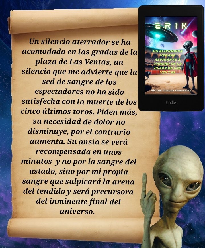 🔹𝙀𝘽𝙊𝙊𝙆 𝙂𝙍𝘼𝙏𝙄𝙎🔹 👇 tinyurl.com/Erik-vegan Desde el día 15 al día 19 de noviembre gratis en Amazon, en formato Ebook, la novela '𝐄𝐫𝐢𝐤, 𝐮𝐧 𝐚𝐥𝐢𝐞𝐧í𝐠𝐞𝐧𝐚 𝐯𝐞𝐠𝐚𝐧𝐨 𝐚𝐬𝐩𝐢𝐫𝐚𝐧𝐭𝐞 𝐚 𝐭𝐨𝐫𝐞𝐫𝐨 𝐞𝐧 𝐥𝐚 𝐩𝐥𝐚𝐳𝐚 𝐝𝐞 𝐋𝐚𝐬 𝐕𝐞𝐧𝐭𝐚𝐬'. 👽📚