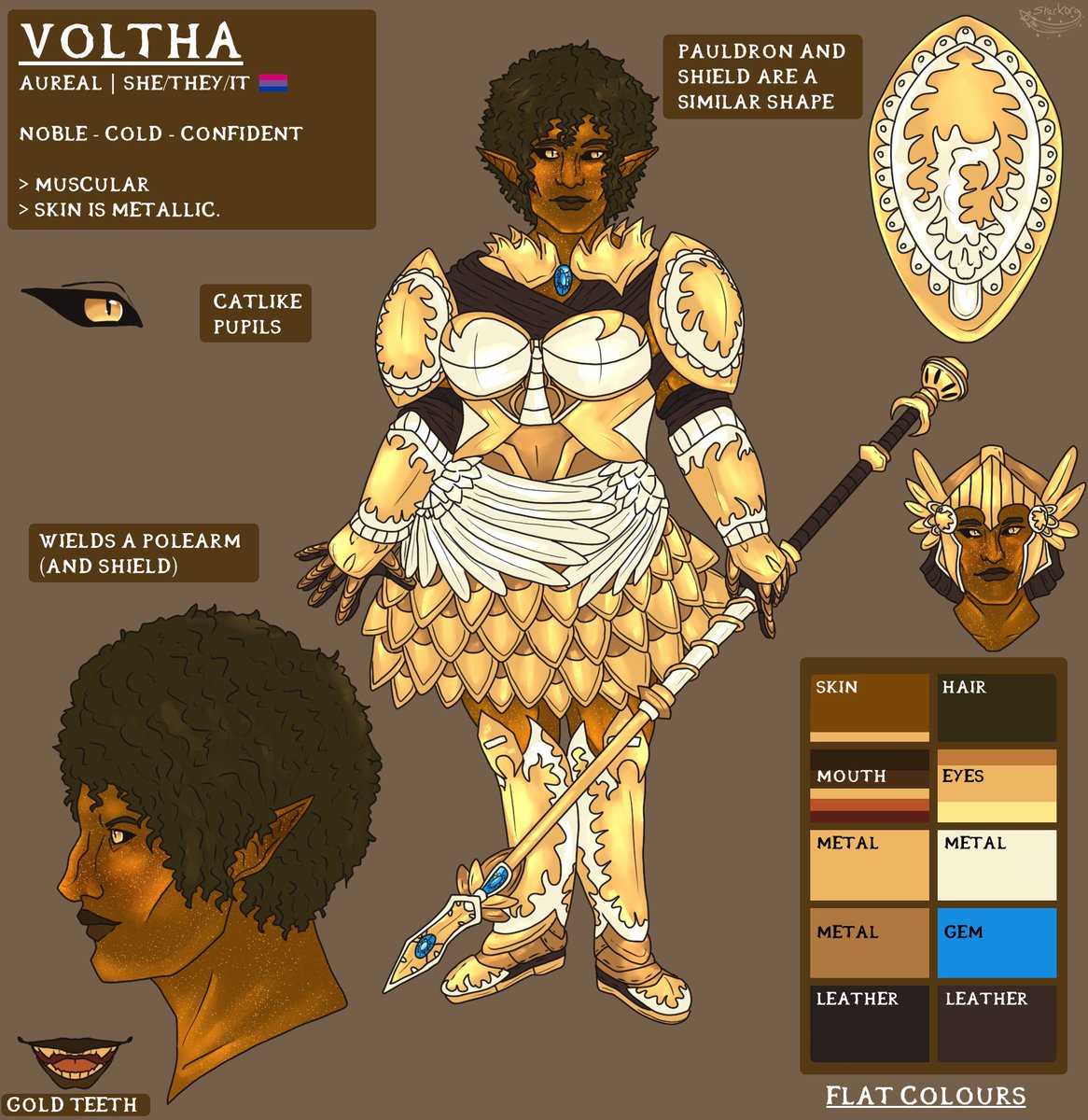 Star_Korg's tweet photo. #Korg1Ref
Day two of me working on a reference a day!
Today I redid Voltha's reference, she's a stoic Aureal who is one of the Madgod's main guards.
#ElderScrollsOC #TESOC https://t.co/MipLVbXWtE