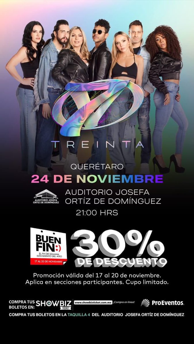 ADSsocialesmx's tweet photo. ¡Vive la emoción del último concierto de la gira de OV7 🤩 con este 30% de descuento!  🎶✨ 
🎟️ 👉🏼: Boletos a la venta en la taquilla 4 del Auditorio Josefa Ortíz o en línea a través de: https://t.co/T6HKMVWPDV

Promoción válida del 17 al 20 de noviembre 2023  🚨CUPO LIMITADO🚨 https://t.co/I50pVEurhy