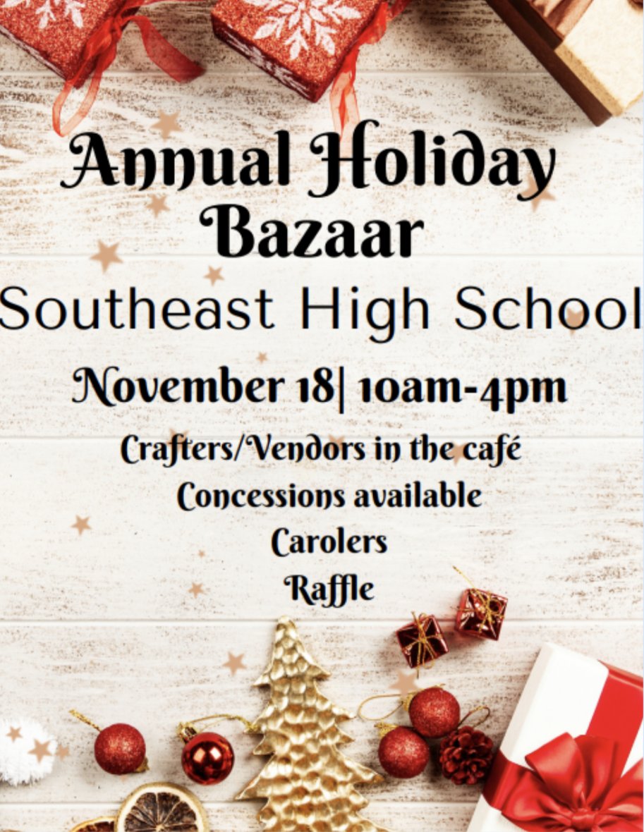 MusicBoostersSe's tweet photo. TODAY...start you shopping early and support our local vendors!  Lots of great stuff!

@Southeastsupt https://t.co/XDzf63R0UF