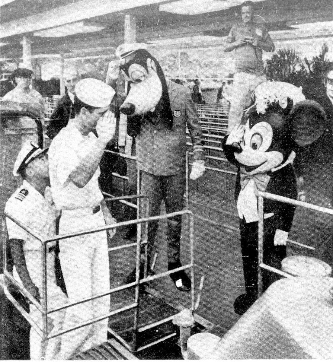 Happy birthday to Mickey Mouse! In 1971, a sailor had his reenlistment ceremony at Disneyland's Submarine Voyage with Admiral Mickey Mouse as witness. SUBPAC assigned the sailor to temporary duty on Disney sub Triton which then deployed to 'Atlantis' on its only official mission.