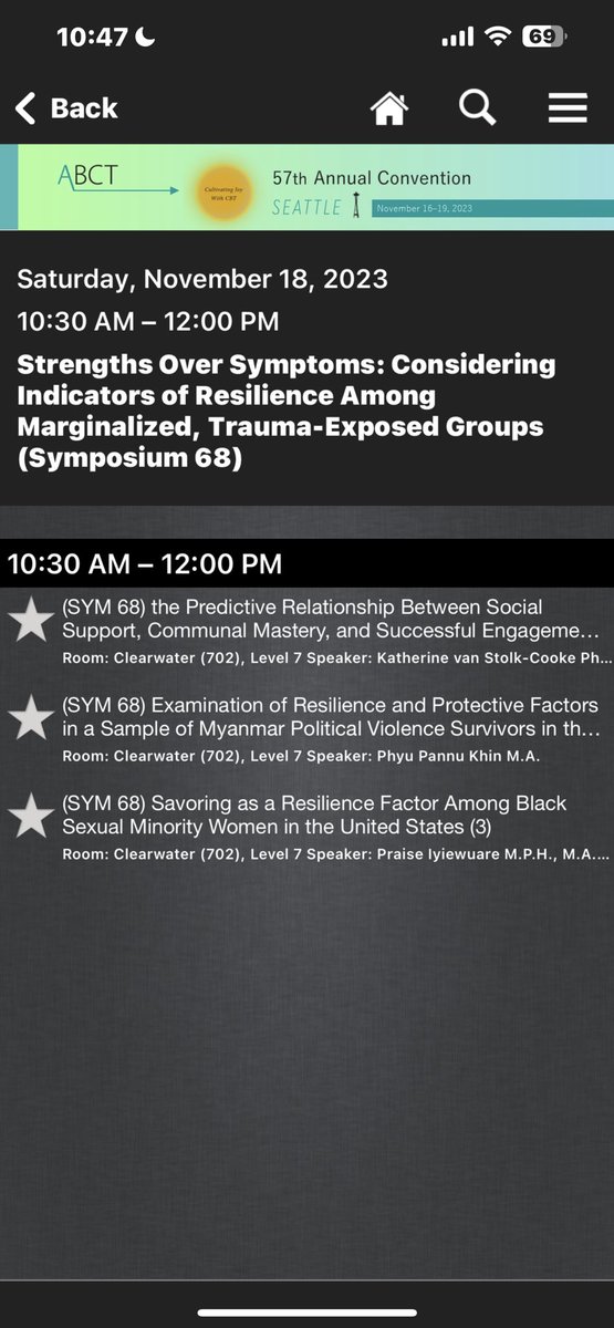 P_Pannu_K's tweet photo. At #ABCTnow in Seattle, I’m excited to be in this panel to discuss strengths over symptoms, & resilience factors of my #Myanmar community. Grateful to amplify our Myanmar people voices at this national conference with amazing clinicians & researchers of our field. #ABCTSeattle23 https://t.co/OWtlpeF3NC