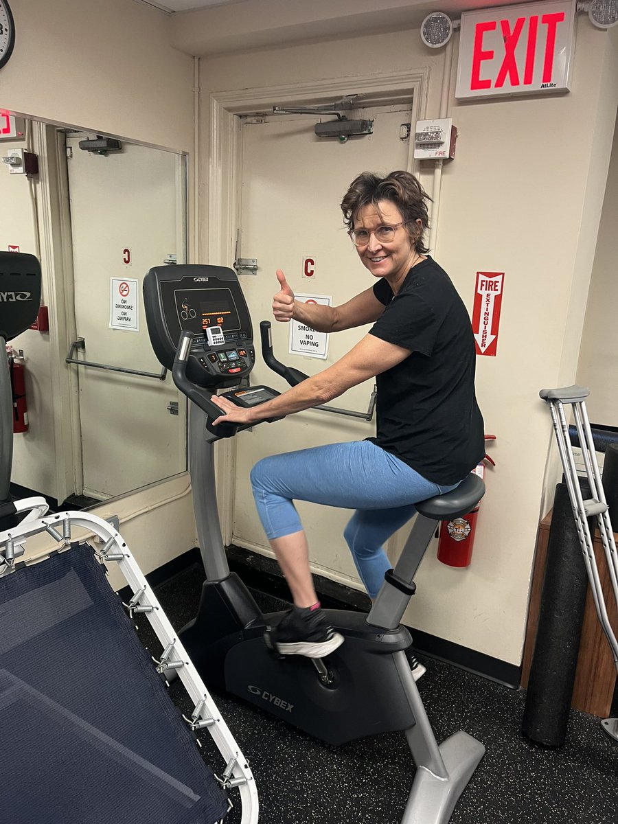 Less than two weeks post surgery for a tear in my hip and I am on the bike with resistance for 20 minutes! Feeling so grateful to be on the mend with a great physical therapist 🙏❤️ Never take health and physical well-being for granted