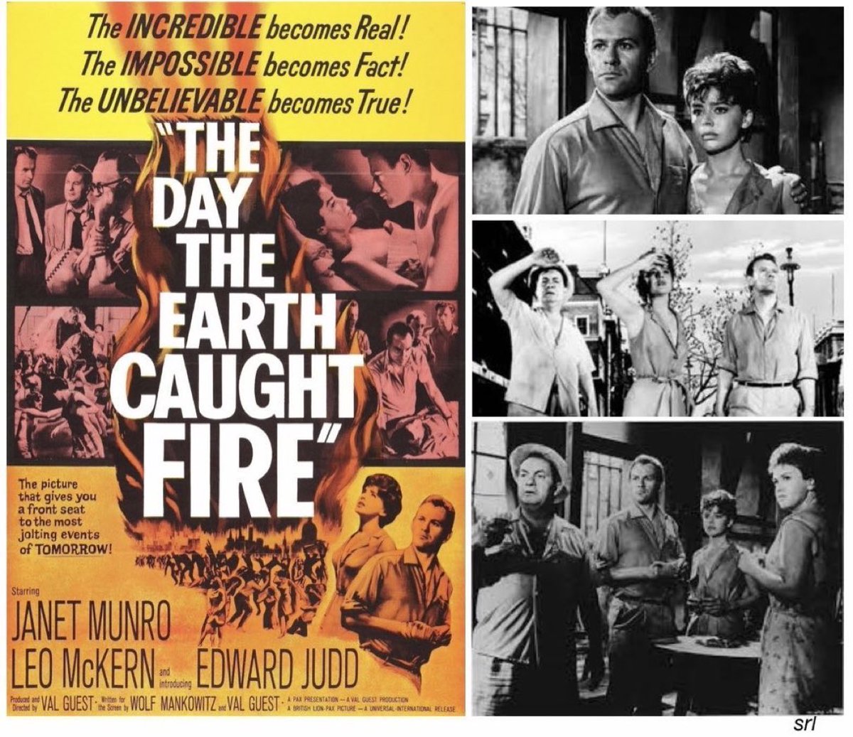 4:05pm TODAY on @TalkingPicsTV

The 1961 #SciFi film🎥 “The Day The Earth Caught Fire” directed by #ValGuest & co-written with #WolfMankowitz

🌟#JanetMunro #LeoMcKern #EdwardJudd
+ #MichaelGoodliffe #BernardBraden #ReginaldBeckwith
+ a glimpse of #MichaelCaine