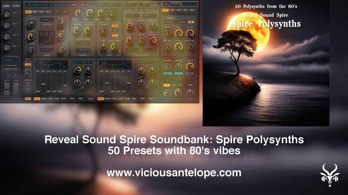 80's flavored synth presets for Spire Vst

viciousantelope.com/product-page/s…

#synth #synthesizer #music #musicproducer #synth #inspiration #sound #sounddesign #producer #bedroomproducer #composer #synthwave #instrumental #songwriter #viciousantelope #revealsound #revealsoundspire