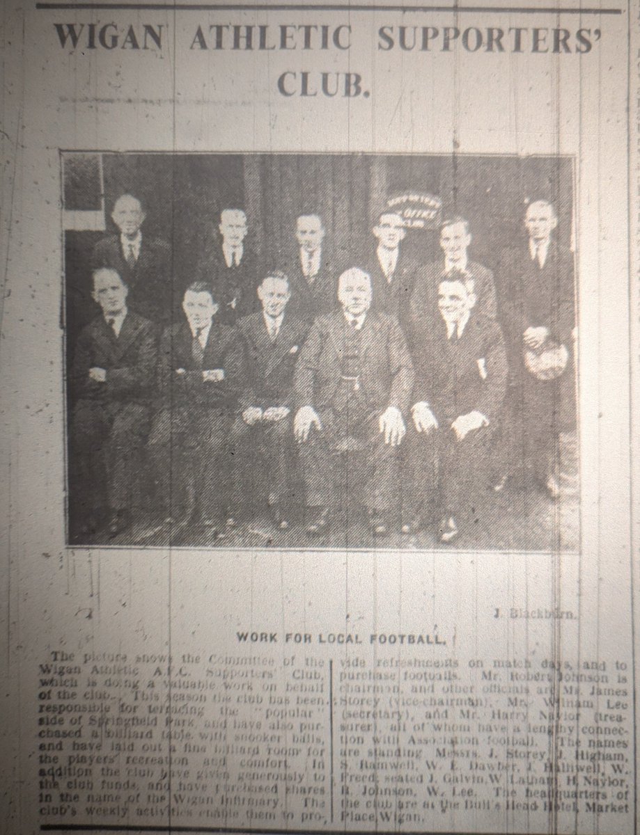 WAFCHeritage's tweet photo. Any of your family members in the Supporters Club in 1934? Picture and names of the committee below 👇 HQ was at The Bulls Head in Wigan. @WiganAthSC #wafc https://t.co/Apg7iNbPTc