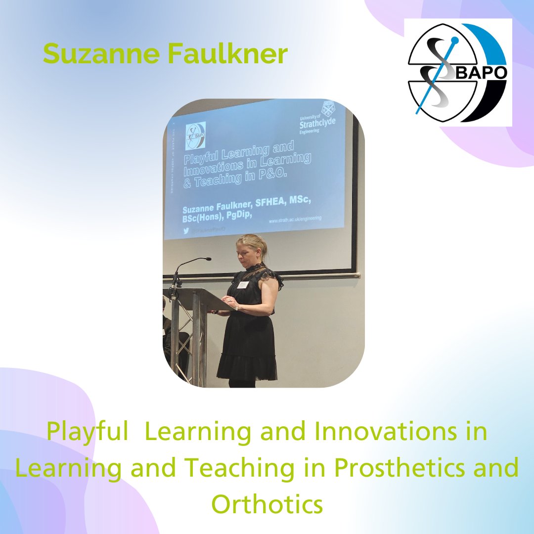 Suzanne Faulkner presenting on Playful Learning and Innovations in Learning and Teaching in Prosthetics and Orthotics. Thank you, Suzanne, for sharing your innovative ideas on learning and engagement! #BAPOFarnborough23