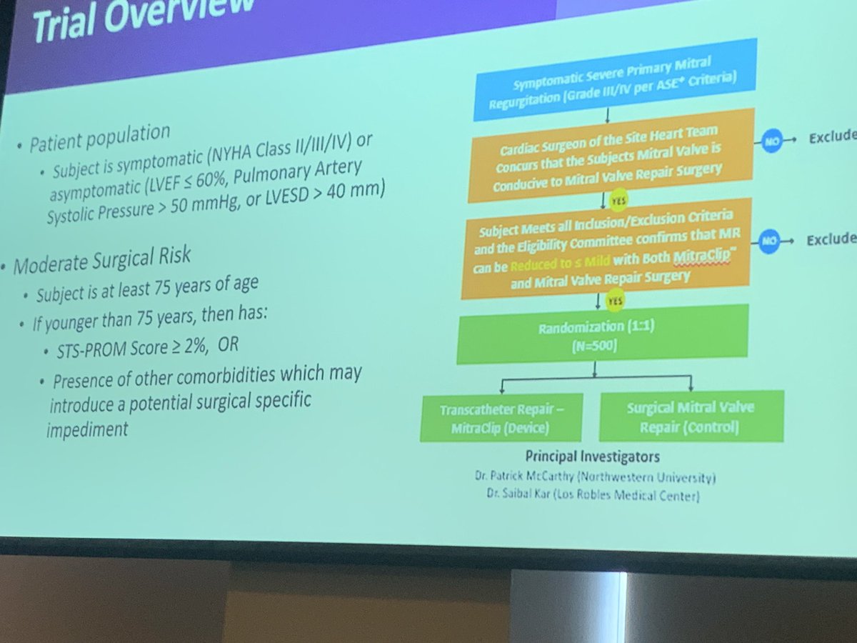 Dr Blair Tilkens discusses the Repair MR trial. @NMCardioVasc is participating in this multi center trial that randomizes pts greater than 75 yrs old with severe primary MR to surgery vs TEER. Echo is critical In assuring MV anatomy is amenable to both techniques. #EchoNU23