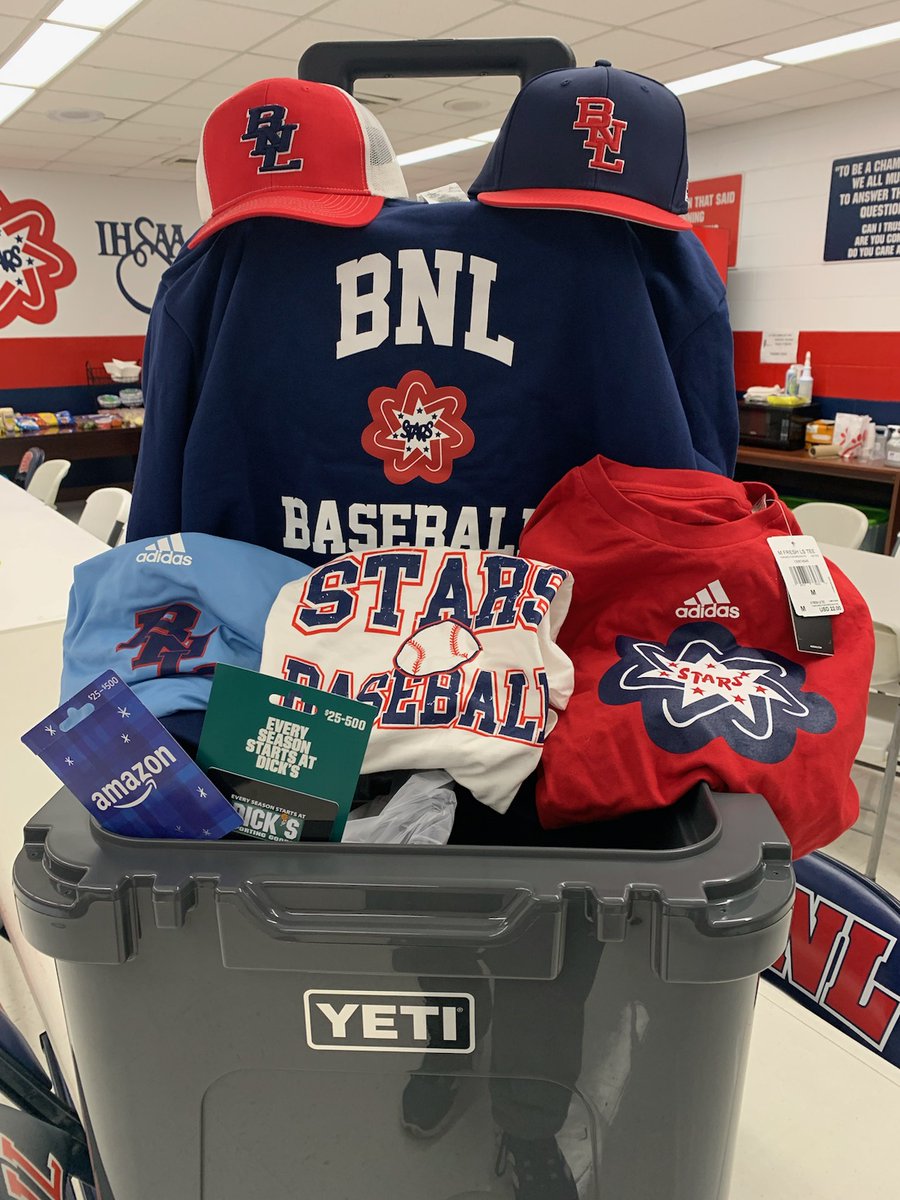 SUPPORT THE BNL STARS BASEBALL PROGRAM 
HOLIDAY RAFFLE - YETI COOLER FUNDRAISER!

Prize Package value of over $500.00!

$10 each. Winner will be drawn 12/16 BNL Boys game.

Tickets are available at select Boys/Girls home basketball games (starting 11/18/23) or through players