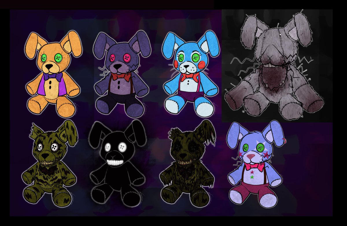 BHComic's tweet photo. Some more B&amp;H plushie designs featuring the Bonnies 
#fnaf #BonnieFNAF #BHcomic https://t.co/T1sr9U7G8M