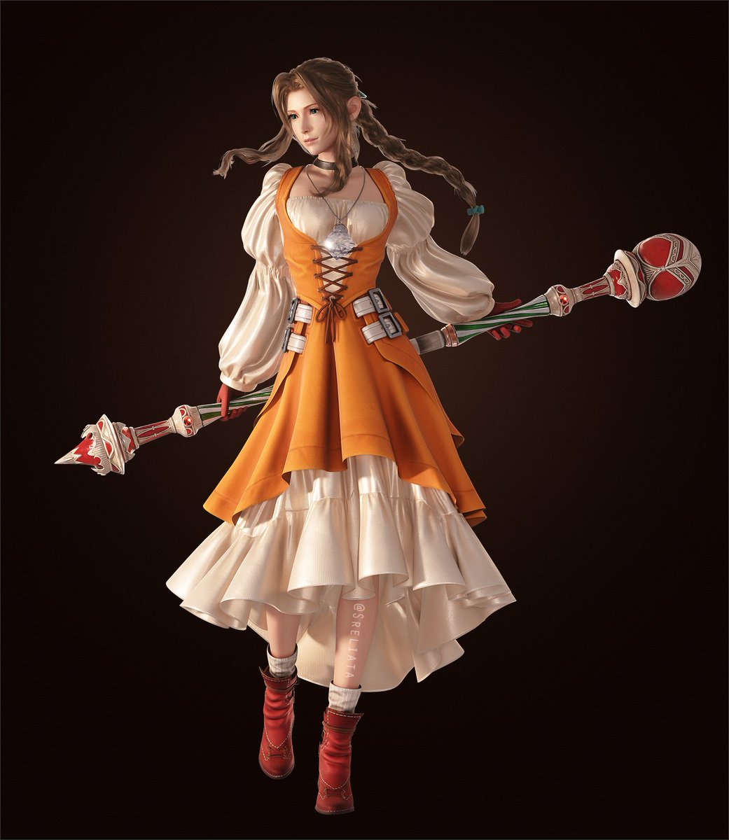 Sreliata's tweet photo. Aerith in her Garnet Gown (FF7EC / FF7 Ever Crisis). 🧡 https://t.co/wmFK8NDGPG