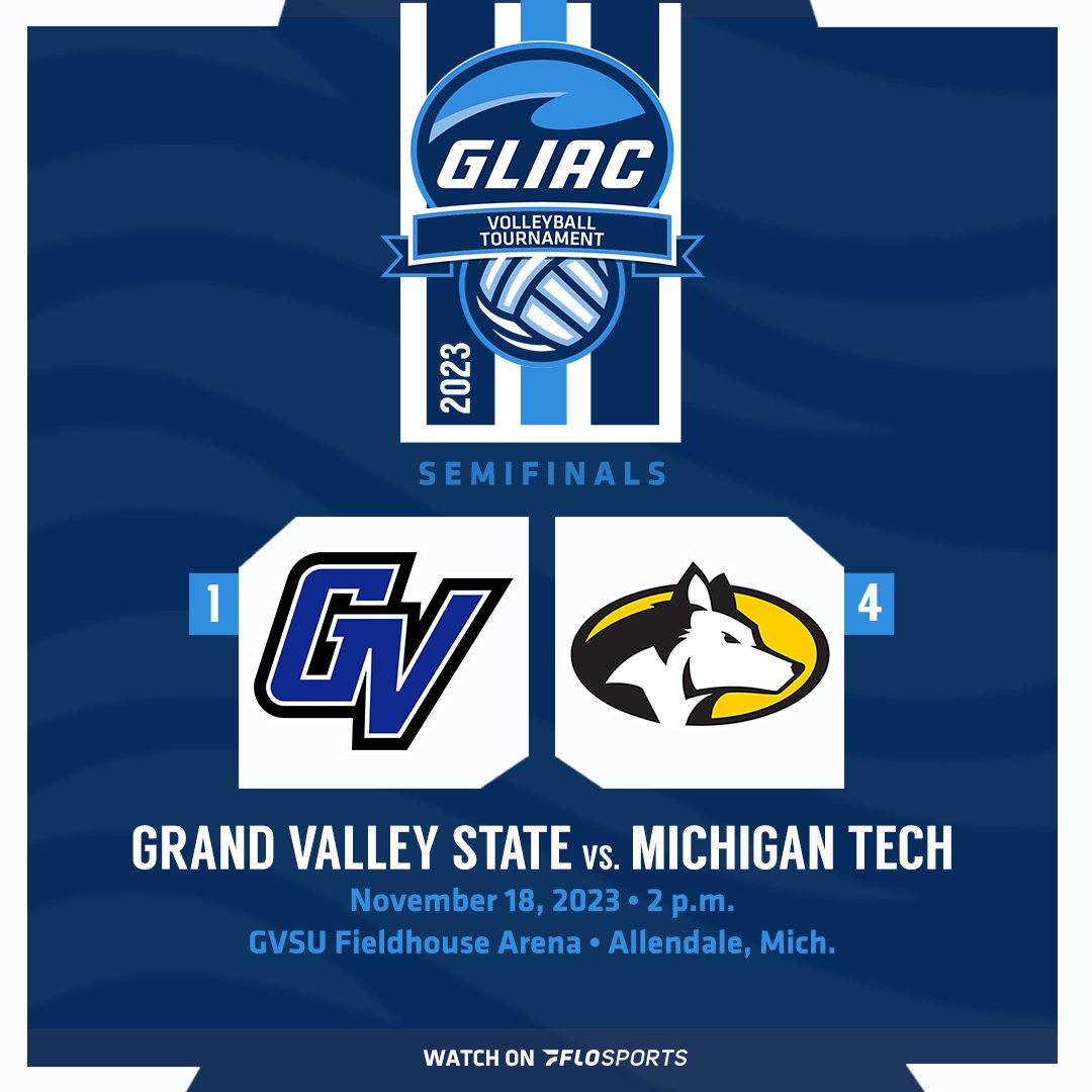 𝟮𝟬𝟮𝟯 𝗚𝗟𝗜𝗔𝗖 𝗩𝗼𝗹𝗹𝗲𝘆𝗯𝗮𝗹𝗹 𝗧𝗼𝘂𝗿𝗻𝗮𝗺𝗲𝗻𝘁 𝗦𝗲𝗺𝗶𝗳𝗶𝗻𝗮𝗹𝘀 1⃣ Grand Valley State vs. 4⃣ Michigan Tech 🔗 bit.ly/3MJQe3h #WhereChampionsCompete #GLIACVB🏐