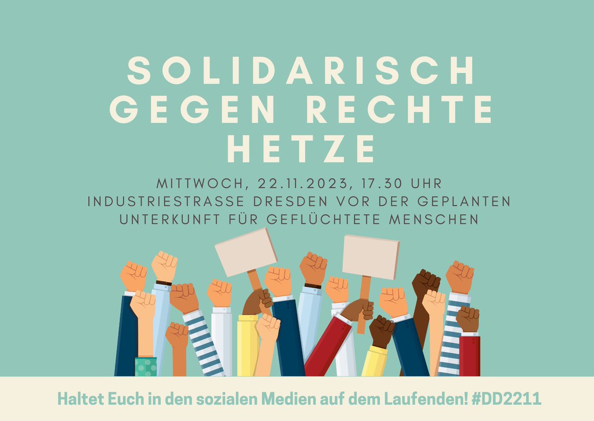 Für Mittwoch ruft der Rechtsradikale Max Schreiber von den „Freien Sachsen“ auf gegen die geplante Unterkunft für geflüchtete Menschen in der Industriestraße in #Dresden zu demonstrieren.

Anwohner*innen wollen sich der rechten Hetze solidarisch entgegenstellen.

#DD2211