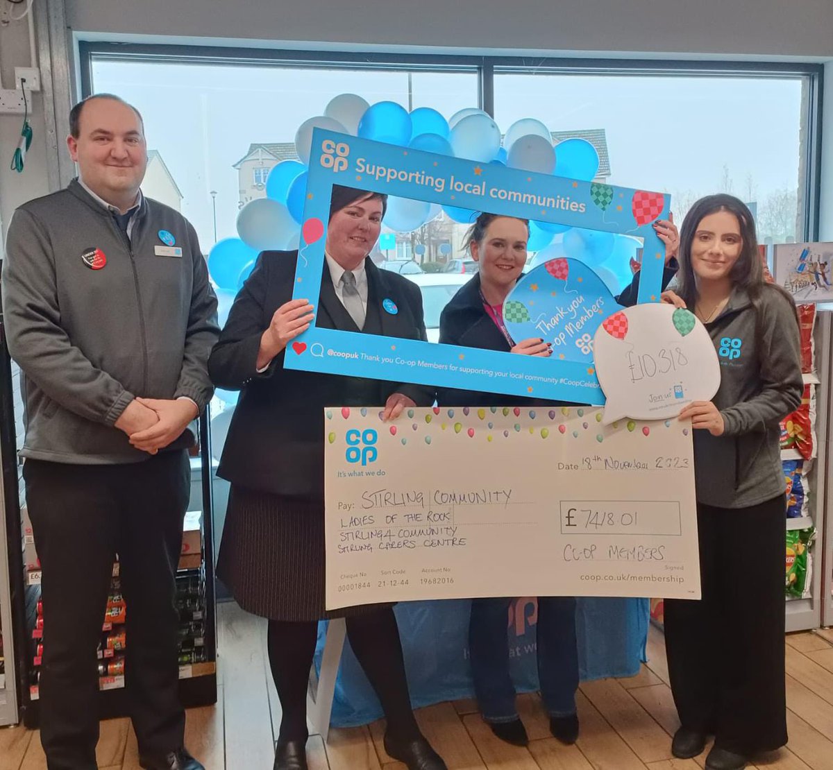 Daniel McKenzie (@daniel_mck) on Twitter photo Great celebration day today <a href="/coopuk/">Co-op</a> for the Stirling Cluster Local Causes with an amazing total of Β£7418 divided between the 3 local causes Ladies of the Rock, Stirling4Community and <a href="/StirlingCarers/">Stirling Carers</a>. Thanks to all Coop members for contributing <a href="/peterpalm18/">Peter Palmer</a> <a href="/andybDGM/">Andy Baird</a> <a href="/KateGraham03/">Kate McCrae Graham</a> Great celebration day today <a href="/coopuk/">Co-op</a> for the Stirling Cluster Local Causes with an amazing total of Β£7418 divided between the 3 local causes Ladies of the Rock, Stirling4Community and <a href="/StirlingCarers/">Stirling Carers</a>. Thanks to all Coop members for contributing <a href="/peterpalm18/">Peter Palmer</a> <a href="/andybDGM/">Andy Baird</a> <a href="/KateGraham03/">Kate McCrae Graham</a>