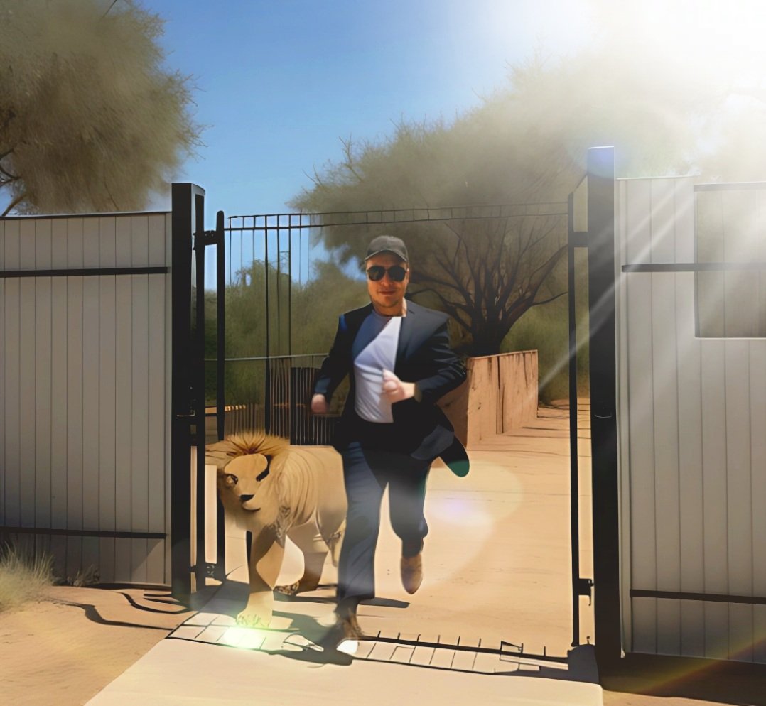 Floko_Bonko's tweet photo. @elonmusk "your lion ran thru the gate with me" https://t.co/GPAdCIXfZE