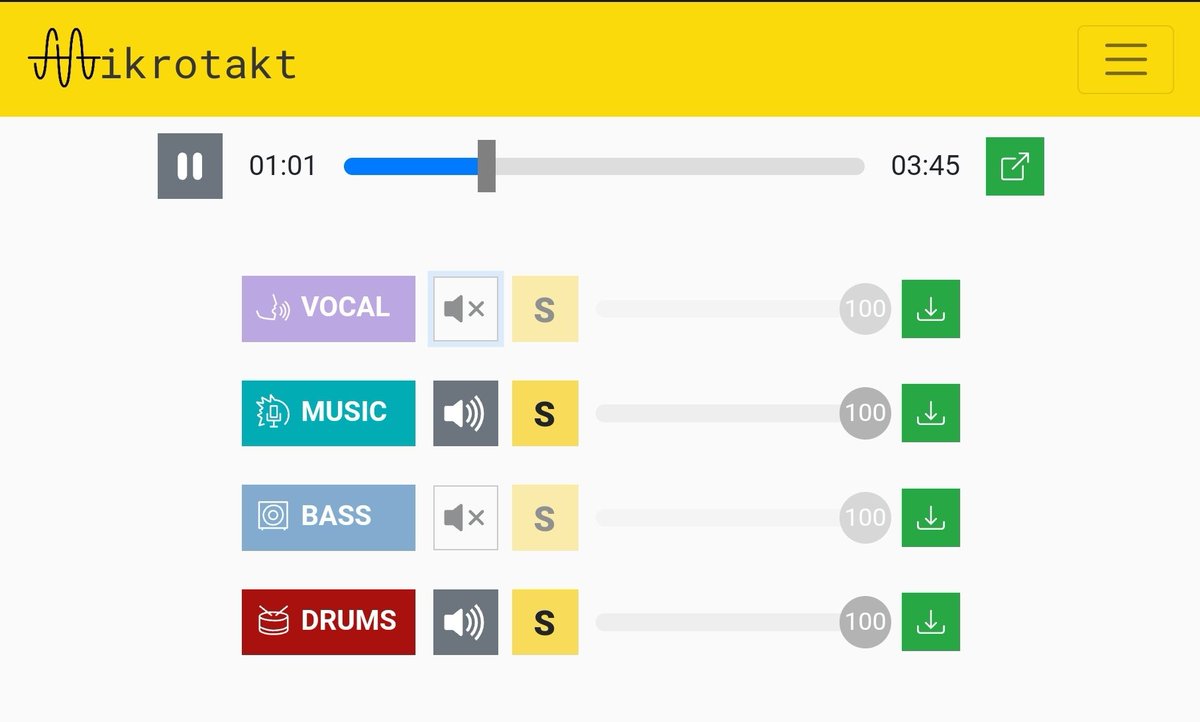 Awesome resource at mikrotakt.app

Upload any audio file and it will split the tracks across vocal and instrumentals. Works phenomenally.