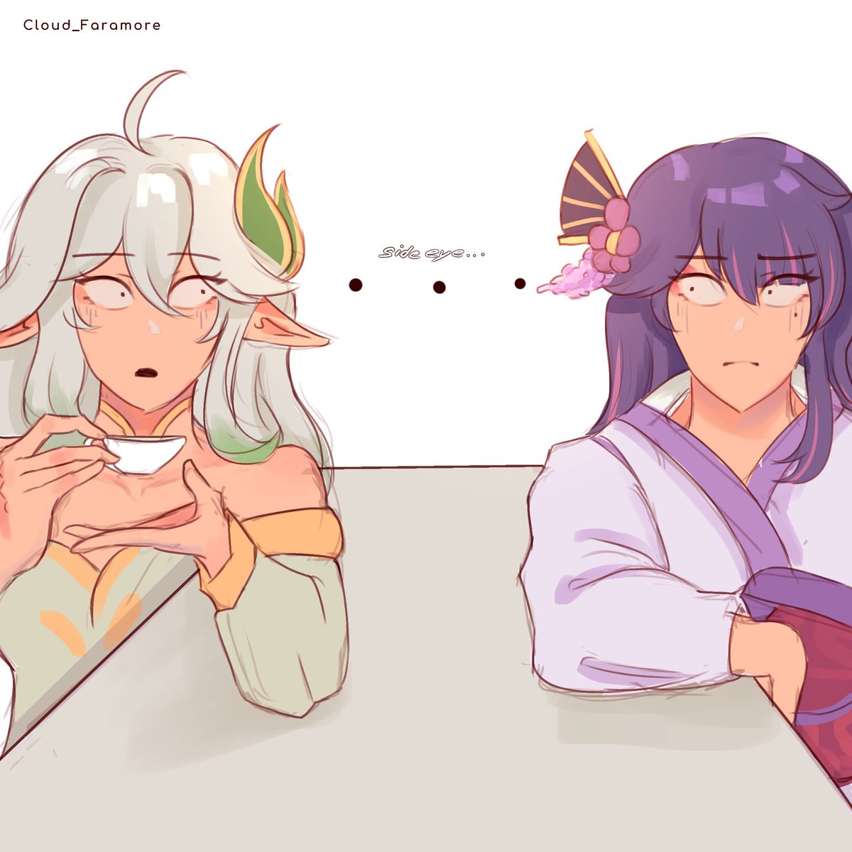 Cloud_Faramore's tweet photo. I just know the gossiping sessions in the afterlife is SPICY 

#Focalors #RaidenMakoto #Rukkhadevata https://t.co/n0SYRc0tHO