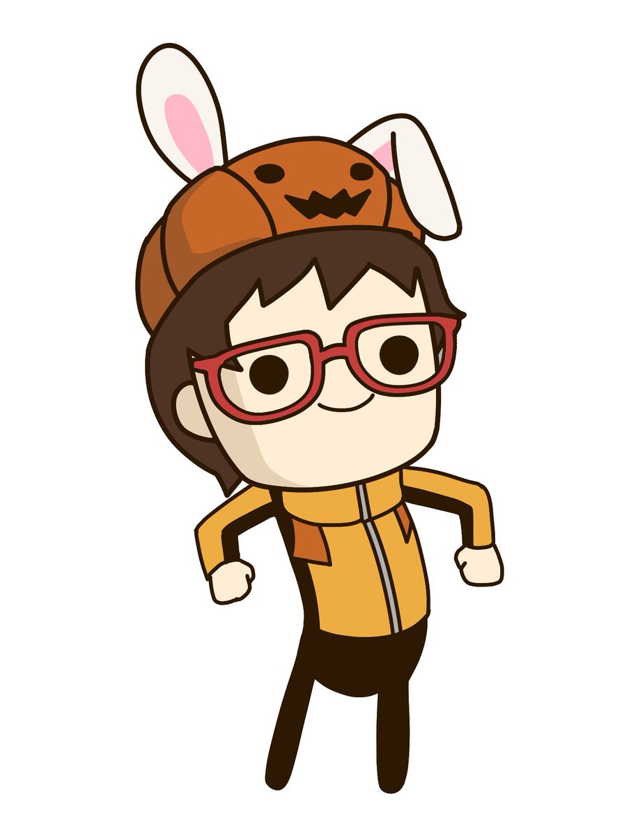 glasses solo animal ears brown hair rabbit ears smile red-framed eyewear  illustration images