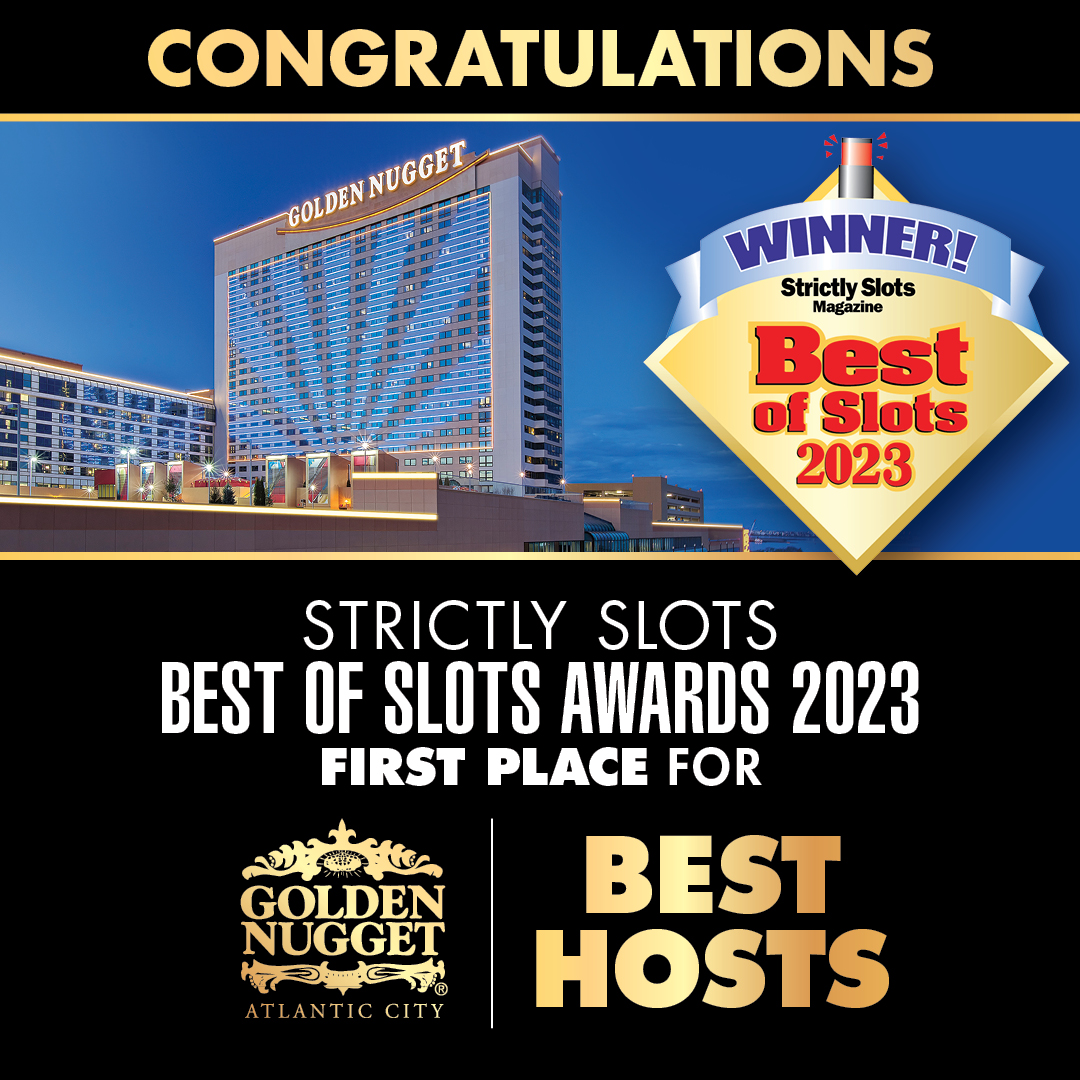 goldennuggetac's tweet photo. ๐GOLDEN NEWS๐
We are excited to announce we have won first place for BEST HOST in the Strictly Slots Best of Slots Awards 2023! #ToastsToOurHosts #GoldenNuggetAC https://t.co/YJjmpJF2Oy