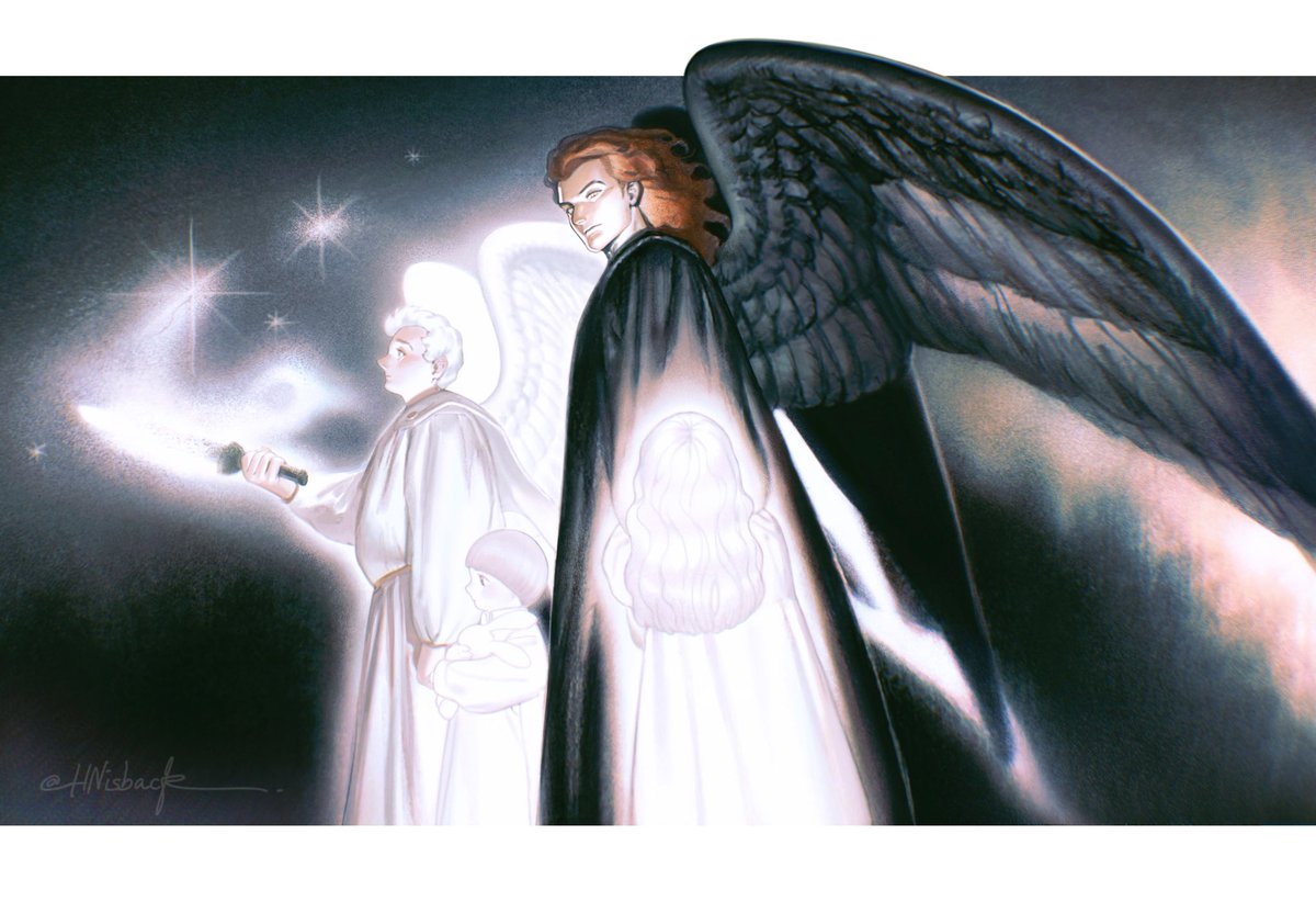 wings robe black wings feathered wings white hair multiple boys holding  illustration images