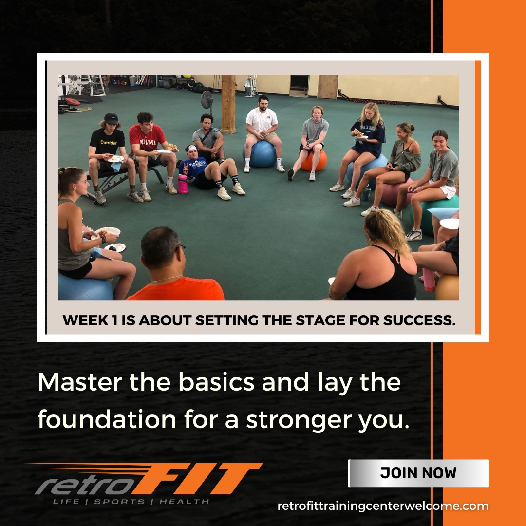 🚀 Week 1: Setting the stage for your success! 

Master the basics, lay the foundation, and gear up for a stronger version of yourself. 

Join now and let’s sculpt your fitness future. 

#StrongerYou #FoundationOfSuccess 💪 

🌐retrofittrainingcenterwelcome.com