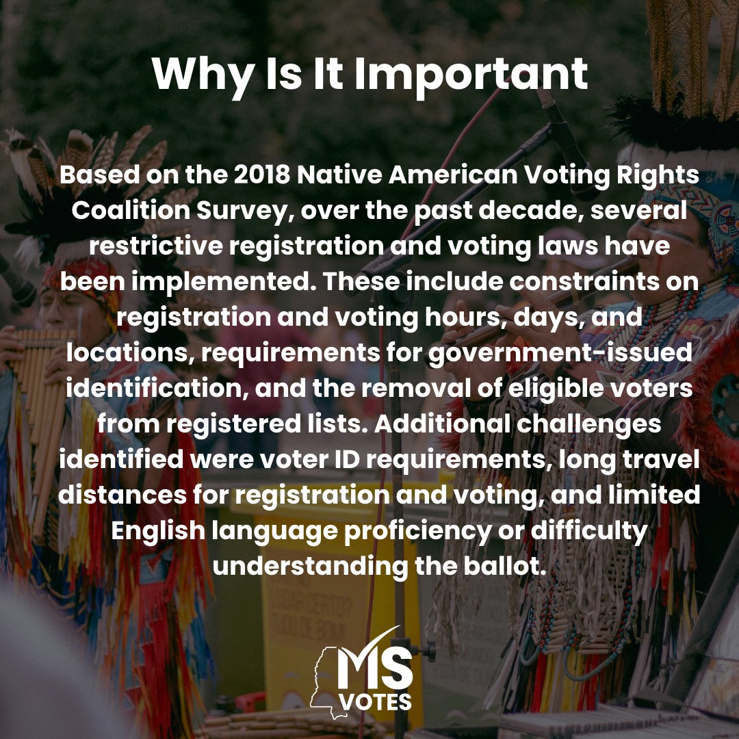 MSVotes's tweet image. 🗳️✊ Amplifying Indigenous Voices: Native Americans have a profound impact on shaping our nation. As we celebrate Native American Heritage Month, let's also acknowledge the importance of their voices in the democratic process. Every vote counts!

#MSVotes #NativeVotes