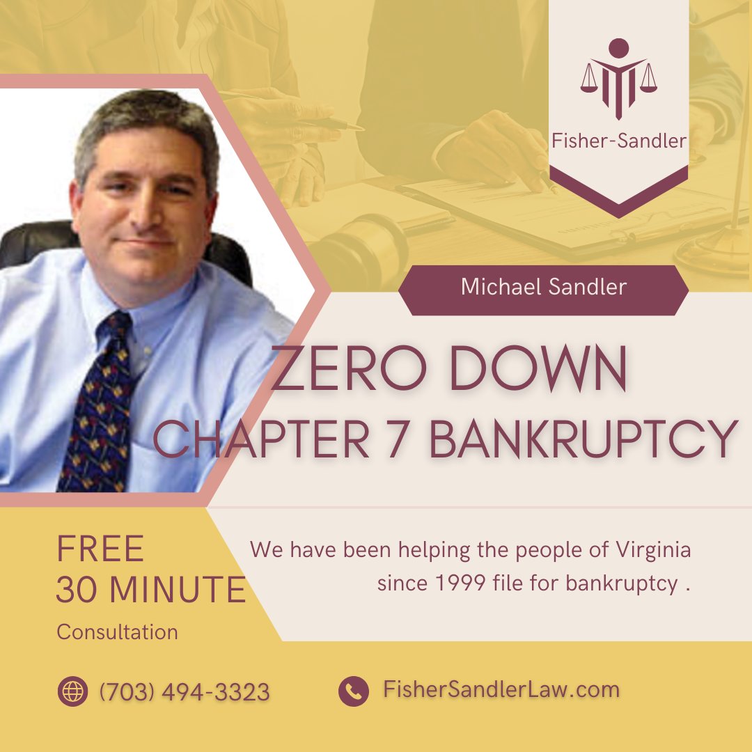 FisherSandler's tweet photo. ๐ฃ Overwhelmed with debt? Fisher-Sandler Law Firm can help you! Our Chapter 7 $0 down bankruptcy program is designed to provide relief for Virginia residents. Take control of your finances and secure your future. Schedule a free consultation today! #DebtRelief #VirginiaResidents https://t.co/2UZ7xYMXk9