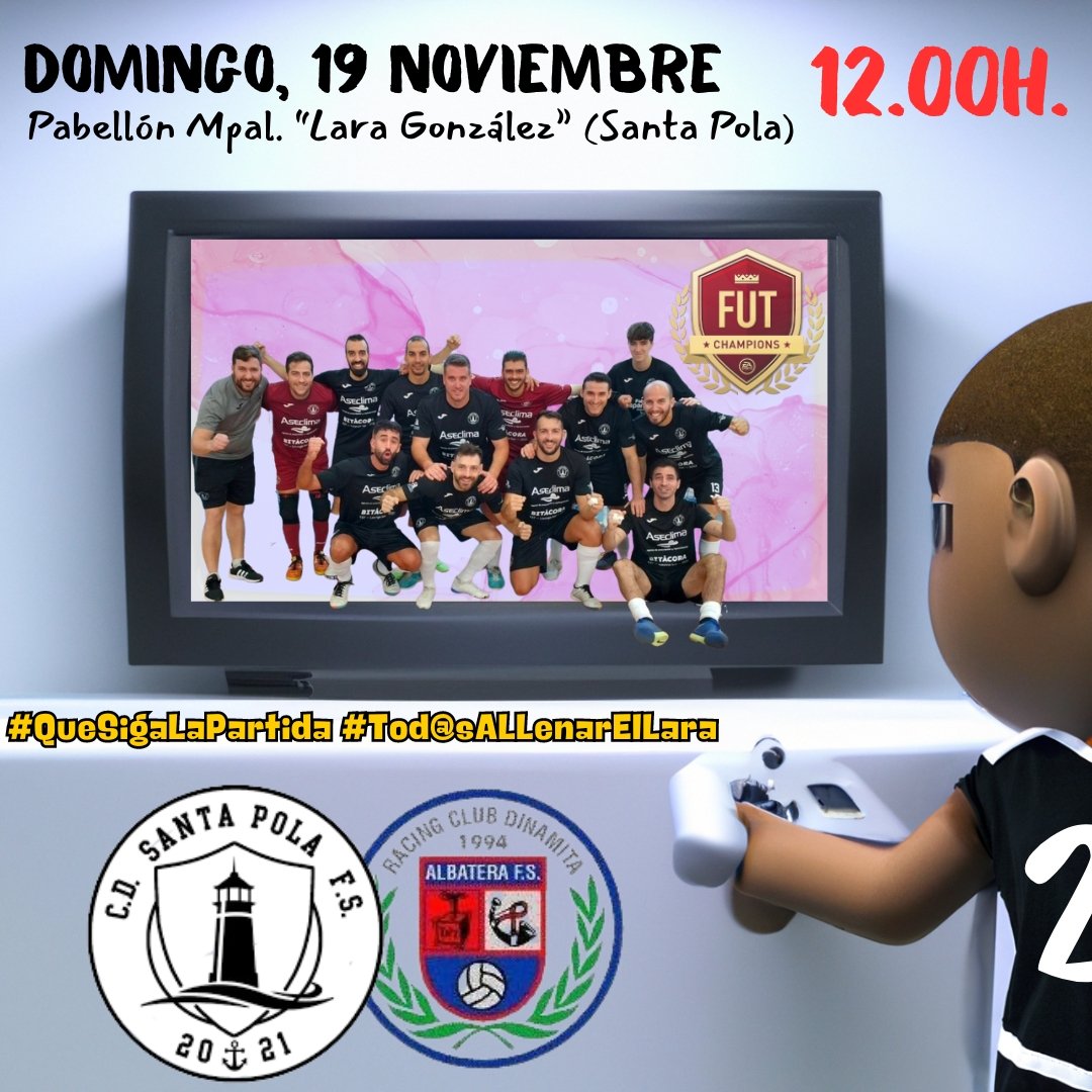 CDSantaPolaFS's tweet photo. 𝙉𝙊𝙎 𝙂𝙐𝙎𝙏𝘼 𝙀𝙇 𝙅𝙐𝙀𝙂𝙊

🔜 Mañana, tras el partido del @CDSantaPolaFS Academy, nuestro primer equipo se medirá al @RCDAlbaterafs B.

➡️ Los de @Sdfe10 quieren continuar con la temporada perfecta que están realizando y buscarán el noveno triunfo consecutivo. https://t.co/SNttnG0TLJ