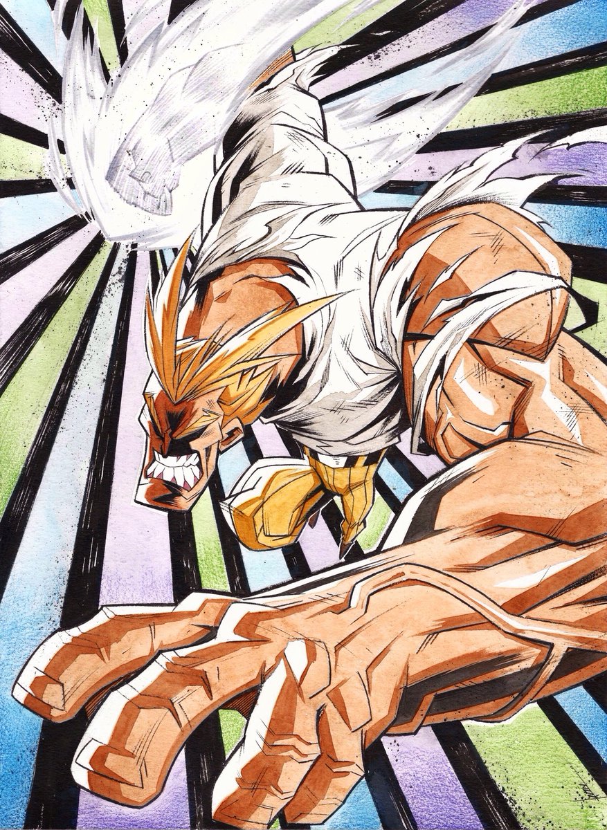 colorreaper's tweet photo. “Go beyond….PLUS ULTRA❗️”

11x15, inks, watercolors and colored pencils commission. 
I have a couple more slots open and offering 20% off until end of the weekend. DM or email if you are interested! ✌️

#allmight #MyHeroAcadamia https://t.co/KLFwkCZTwf