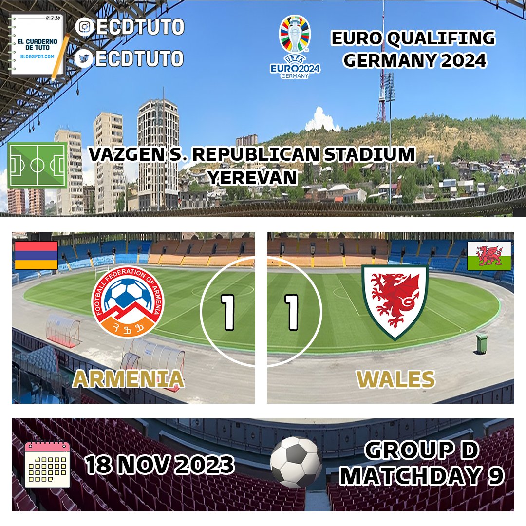 TutoSports14's tweet photo. Final | #ClasificacionEurocopa🇩🇪⚽ #ECDTuto
Armenia 🇦🇲 1-1 Gales 🏴 https://t.co/CKtqGDjyWH