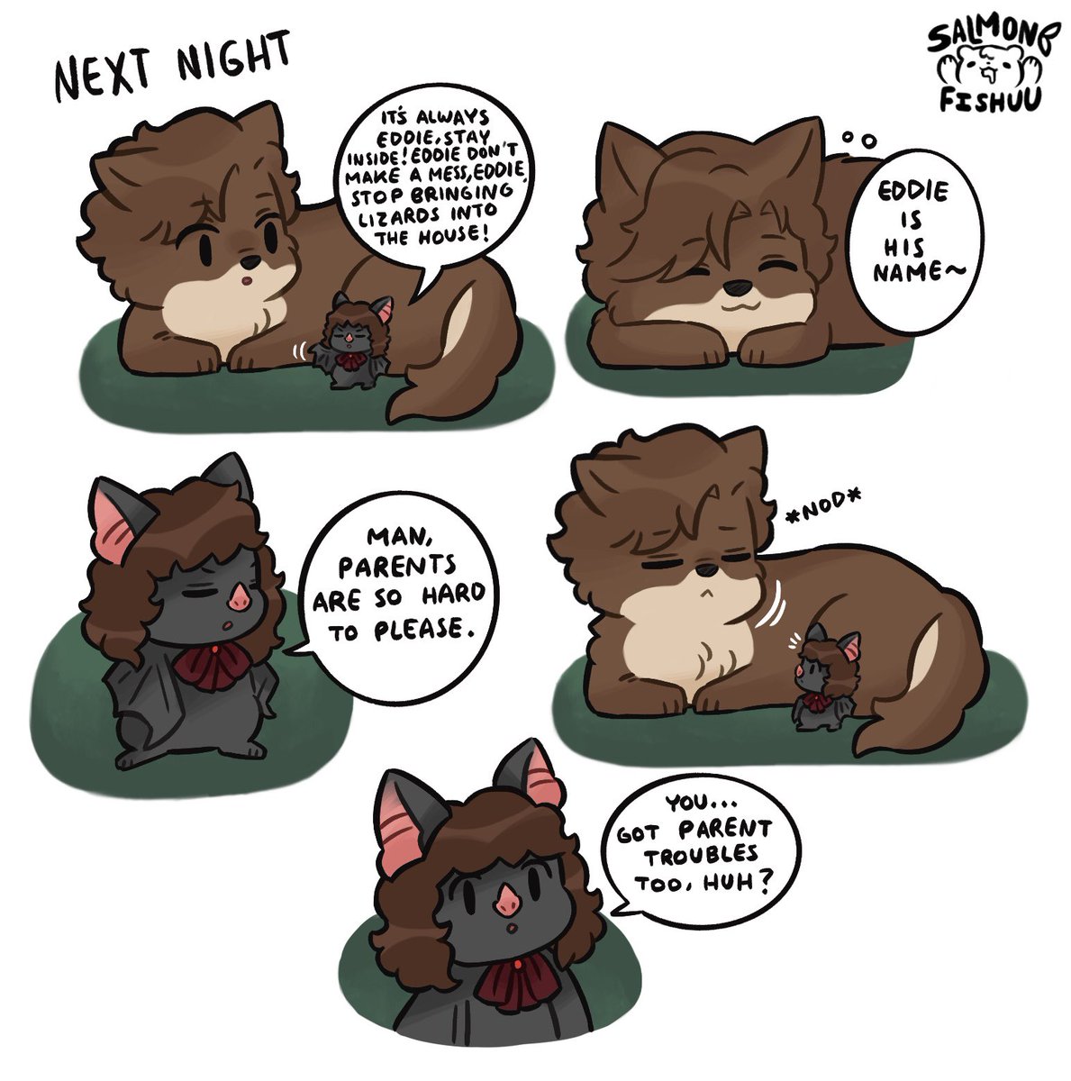 salmonblurb's tweet photo. Bite the Moon (Part 12) Eddie can only hug the snoot 🥺
.
.
.
Check out my Patreon if you wanna support me in making this comic and also see early previews to the next parts!! Thank you for all the support! https://t.co/p4rkKl2NaY