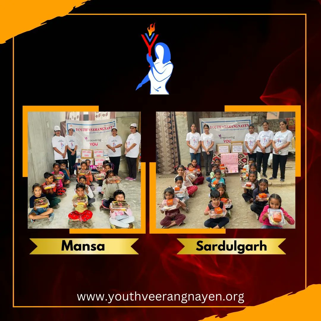 Happiness doesn’t result from what we get, but from what we give. Share & spread happiness. #YouthVeerangnayen distributed sweets, toys and gifts to children at many places in Punjab.
#SharingIsCaring 
#WeCareForYou 
#Children
#EveryChildIsSpecial
#EmpoweringU 
#EmpoweringYou