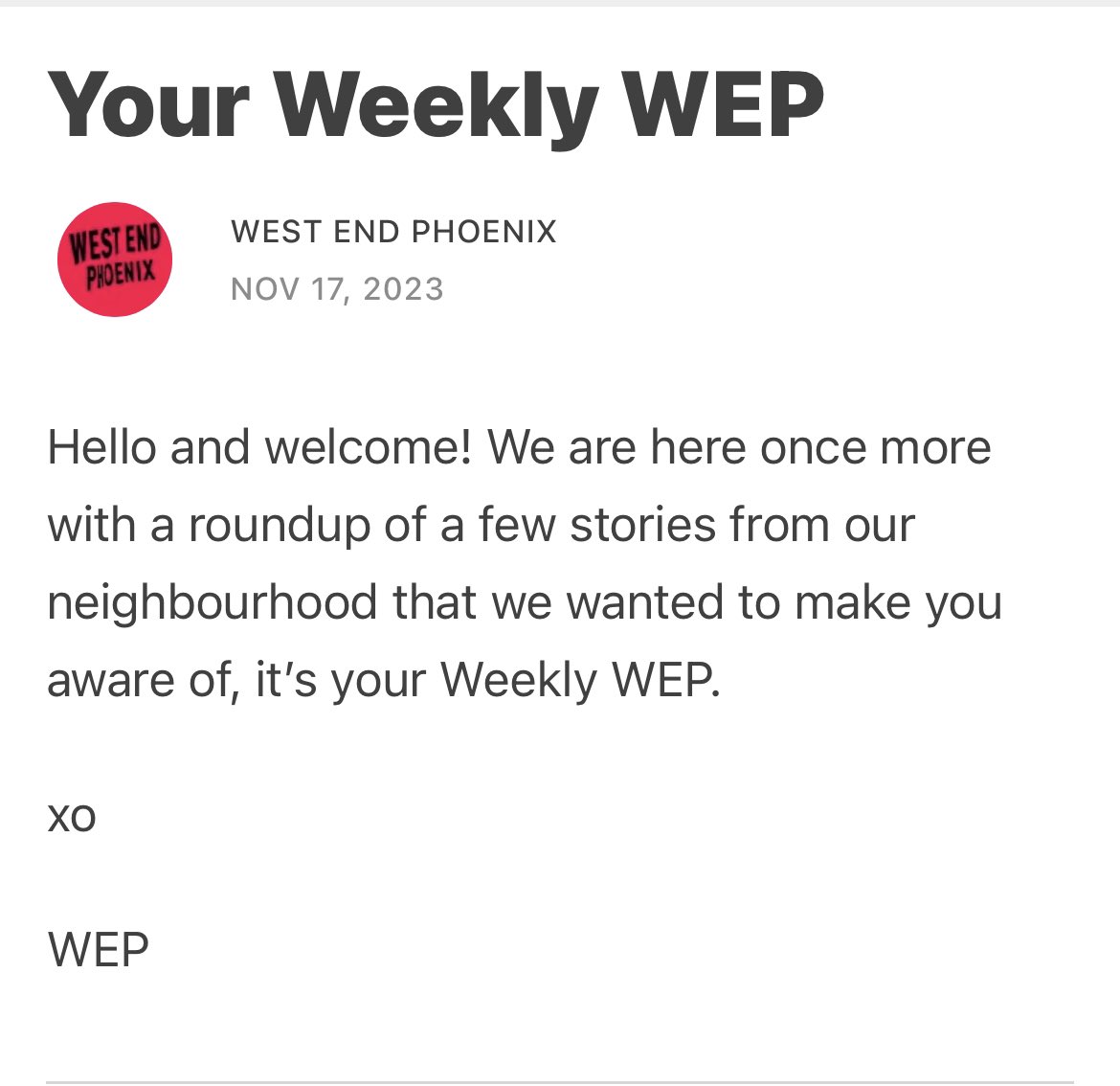 West End Phoenix tweet media