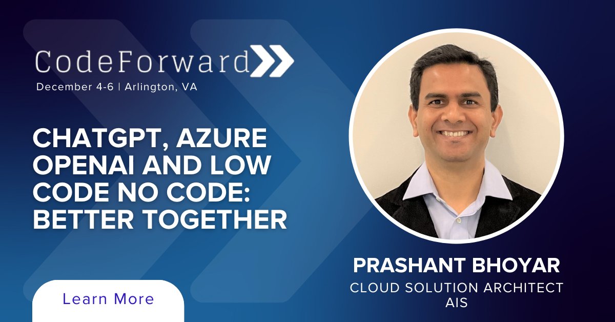 codeforward_'s tweet photo. This CodeForward session with Prashant Bhoyar from AIS is your gateway to practical insights, technical know-how, and industry best practices to propel your application development projects to new heights.

https://t.co/XTszjiL3S6

#GenerativeAI #GenAI #AICoding #AIDeveloper https://t.co/x1JPP99XBQ