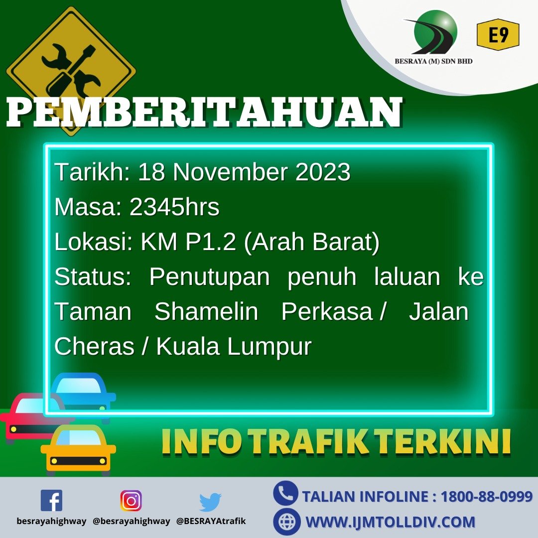 0020h:Awas! Paip pecah di Km P 1.2 Barat dari arah Pandan Indah ke PGRM.  Penutupan penuh &amp; lencongan trafik diaktifkan dari Km P 2.1 Barat susur keluar menghala ke MRR2 dari arah Masjid Al-Azim Pandan Indah. Sila patuhi arahan papantanda. Segala kesulitan amat dikesali. #kltu