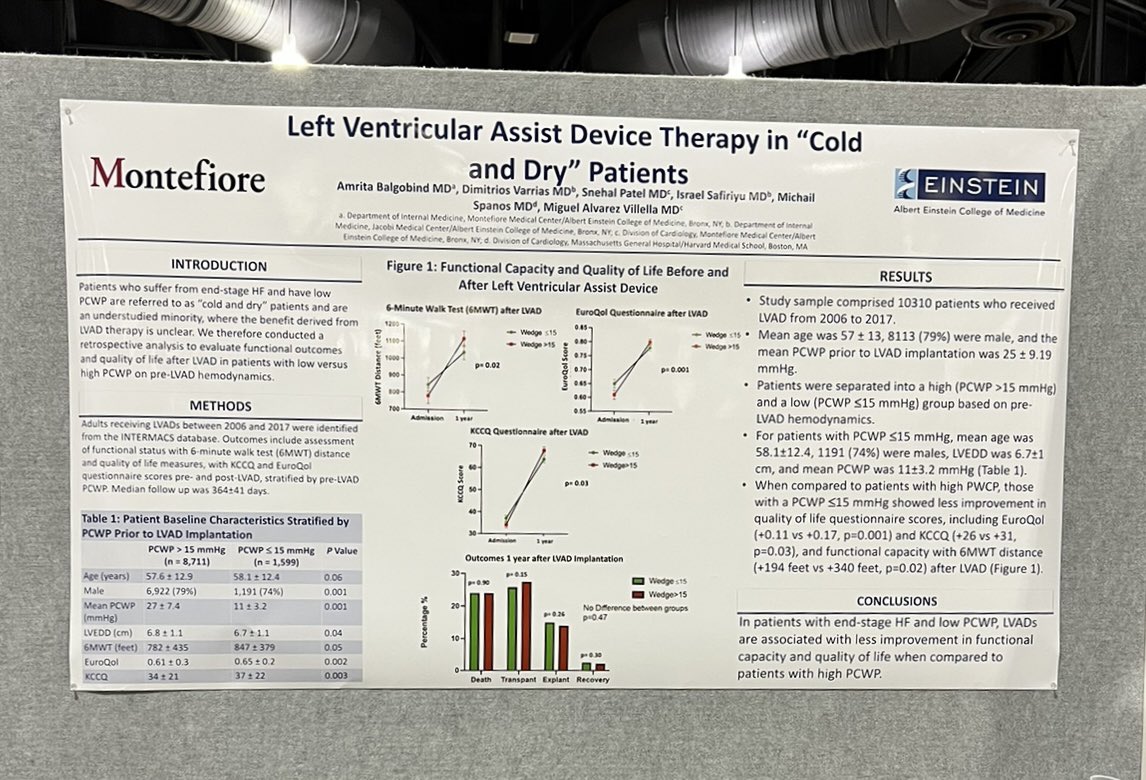 Amrita Balgobind (@amritabalgobind) on Twitter photo Proud to present our work at #AHA23 in Philadelphia last week. Our INTERMACS analysis looked at outcomes to examine whether patients with a “Cold and Dry” profile derive the same benefit from LVAD therapy. <a href="/MAlvarezVillela/">Miguel Alvarez Villela</a> <a href="/DimitriVarrias/">Varrias Dimitrios</a> <a href="/AYOKUNLE_MD/">Safiriyu Israel M.D</a> <a href="/montefioreIM/">Moses-Weiler Internal Medicine Residency</a> <a href="/MonteHeart/">Montefiore Heart</a> Proud to present our work at #AHA23 in Philadelphia last week. Our INTERMACS analysis looked at outcomes to examine whether patients with a “Cold and Dry” profile derive the same benefit from LVAD therapy. <a href="/MAlvarezVillela/">Miguel Alvarez Villela</a> <a href="/DimitriVarrias/">Varrias Dimitrios</a> <a href="/AYOKUNLE_MD/">Safiriyu Israel M.D</a> <a href="/montefioreIM/">Moses-Weiler Internal Medicine Residency</a> <a href="/MonteHeart/">Montefiore Heart</a>