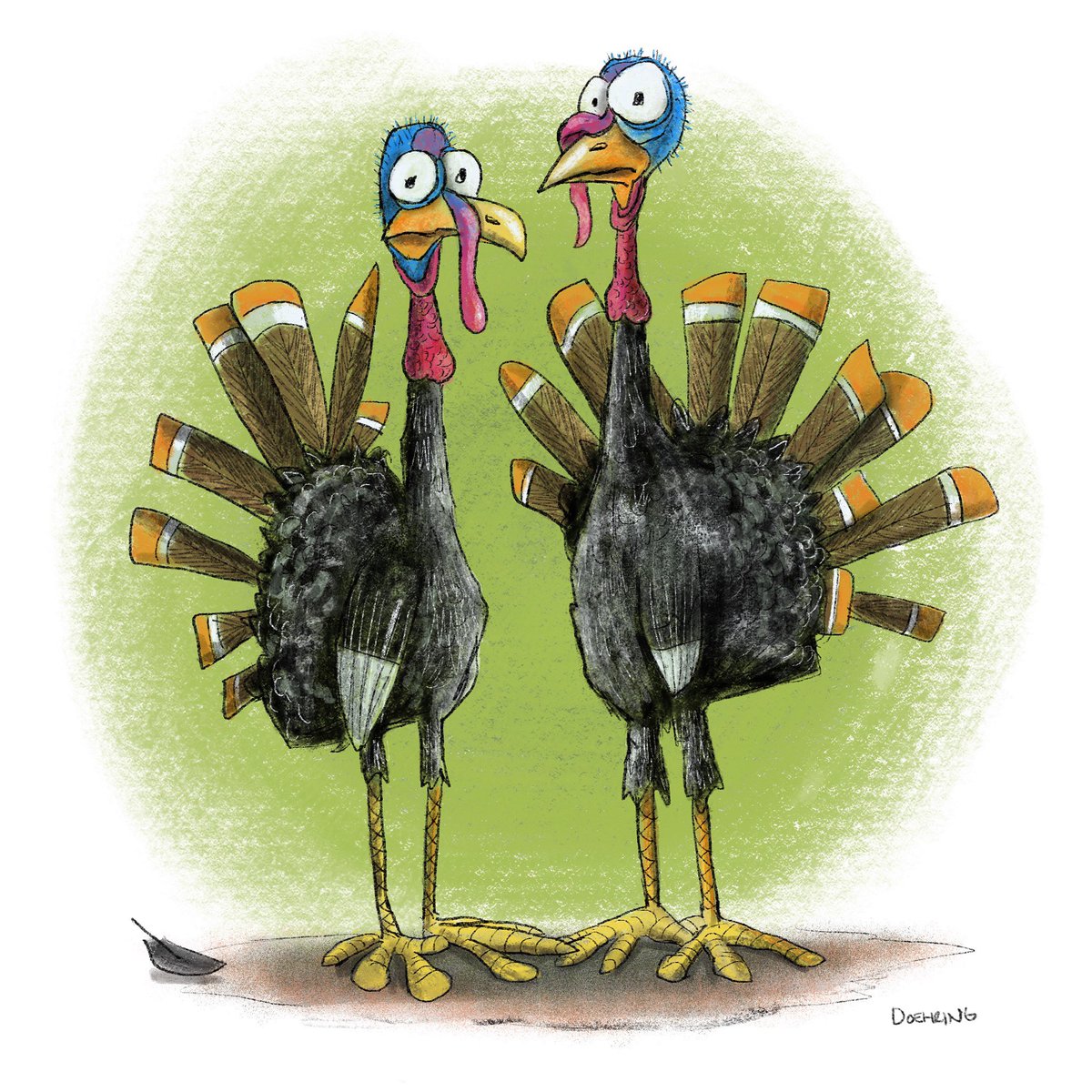 “Why are you looking at us like that?”

#kidlit #kidlitart #kidlitillustration #illustrator #illustration #thanksgiving #cartoon #turkeys