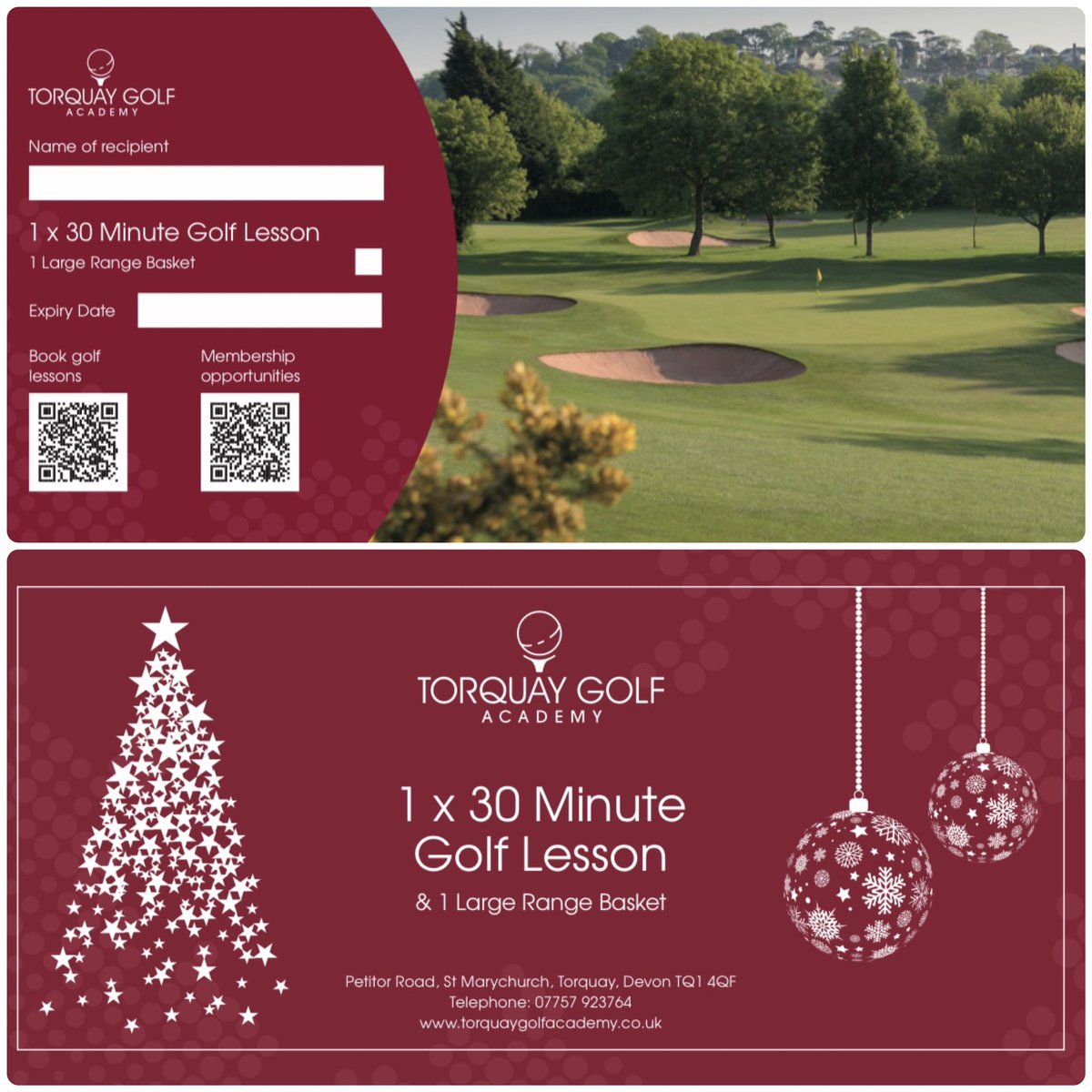 We have some exceptional Christmas Coaching deals this festive season. Our top package includes 4 lessons, 4 Large Range baskets, &amp; golf for 2 at Torquay Golf Club all for the price of £120! 🎄🎅🏻

Click below to visit our Christmas Store:

torquaygolfacademy.co.uk/christmasstore